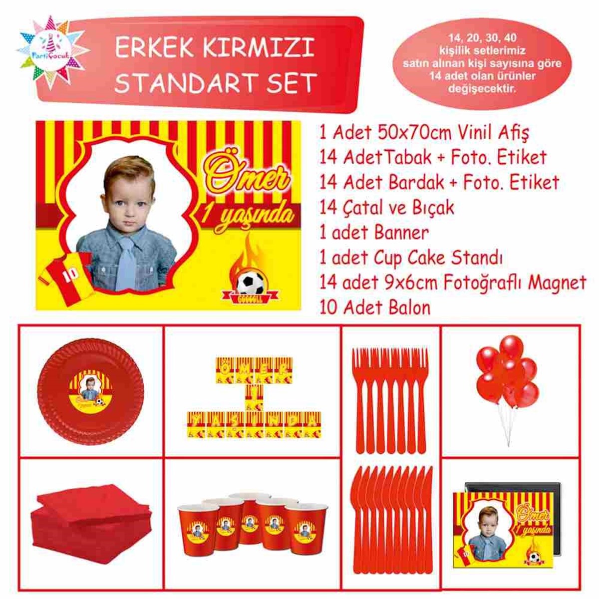 Sarı Kırmızı Cim bom Taraftar Standart Set 