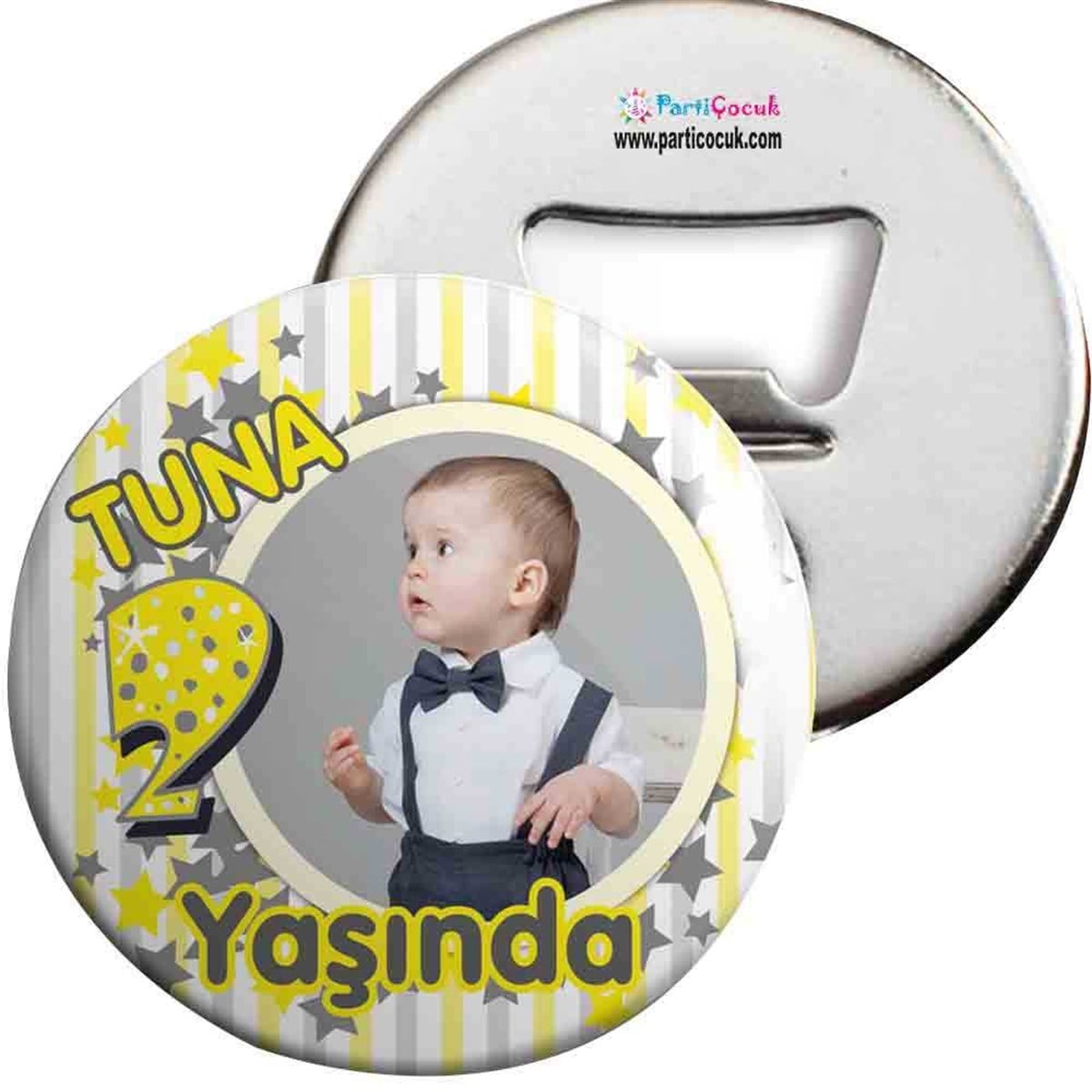 Sarı Yıldızlı Konsept Açacaklı Magnet Kişiye Özel 