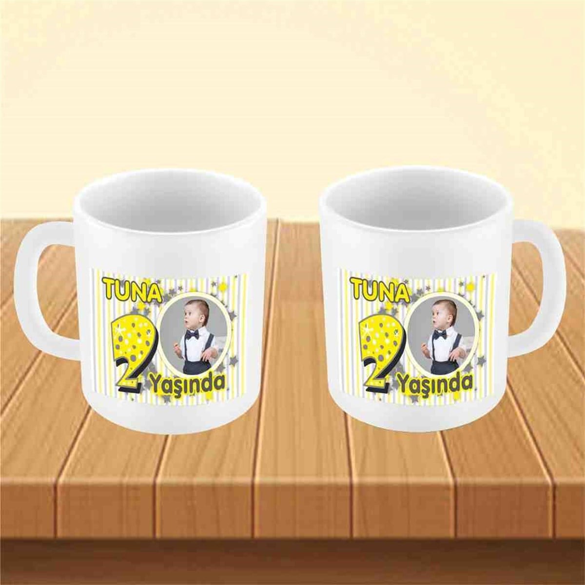 Sarı Yıldızlı Konsept Kupa Bardak Mug 