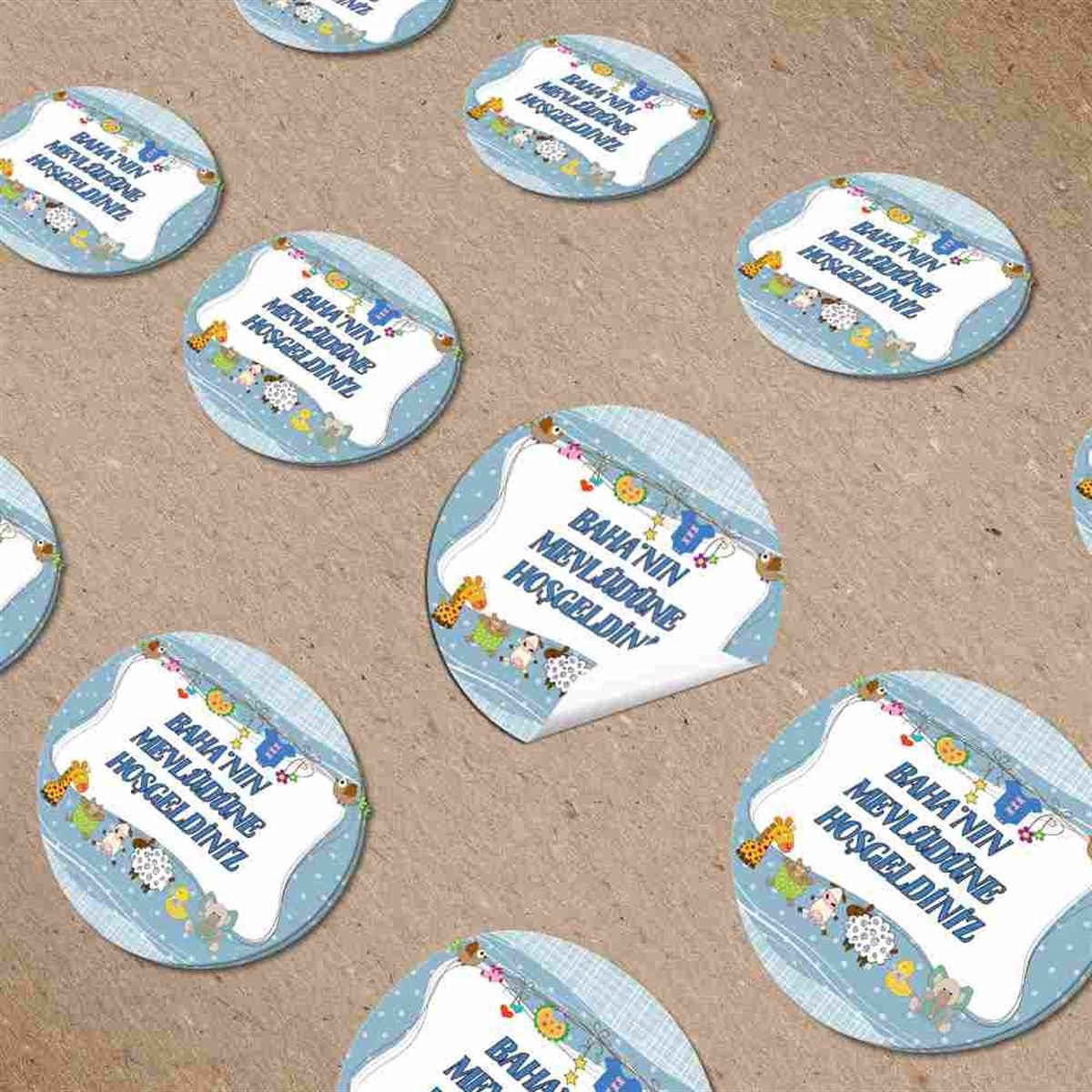 Sevimli Hayvan Konsept Kişiye Özel Sticker 30 Adet  