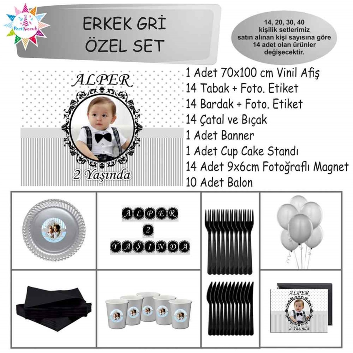 Siyah Çizgili Konsept Özel Set 