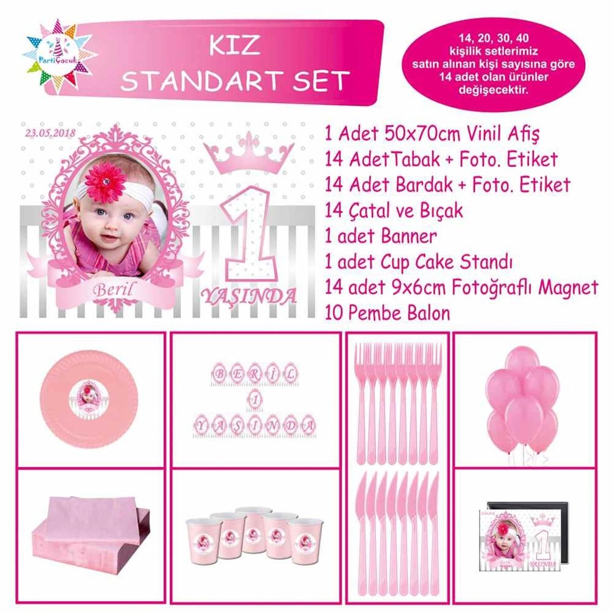 Soft Pembe Taç Konsept Standart Set 
