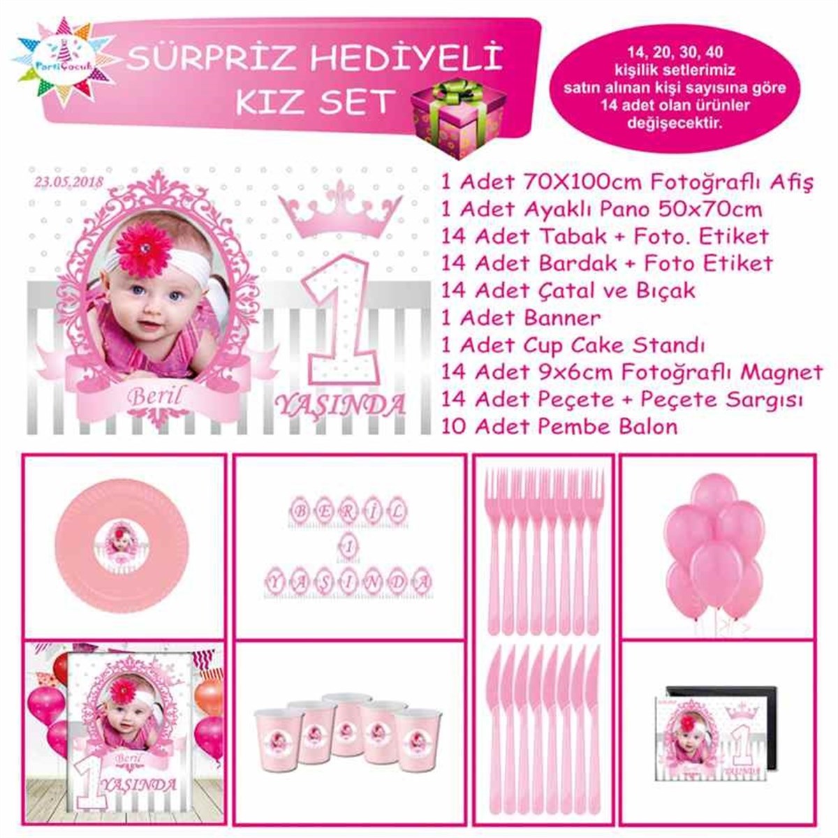 Soft Pembe Taç Konsept Sürpriz Set 