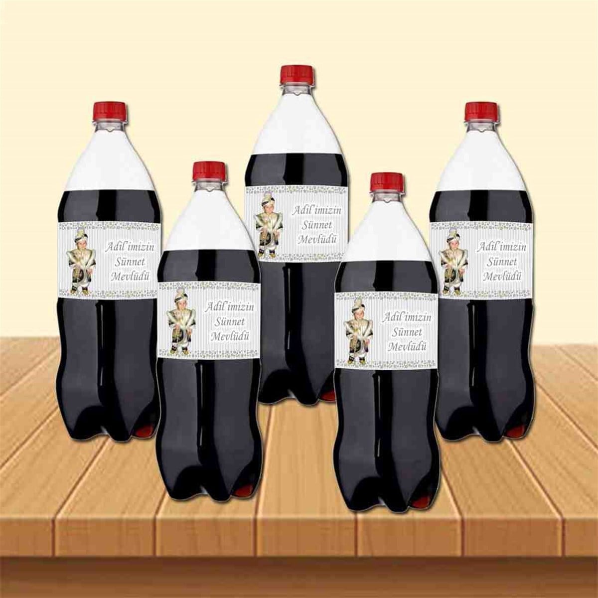 Sünnet Gold ve Gümüş Yıldız Süslemeli Cola Şisesi Bandı 