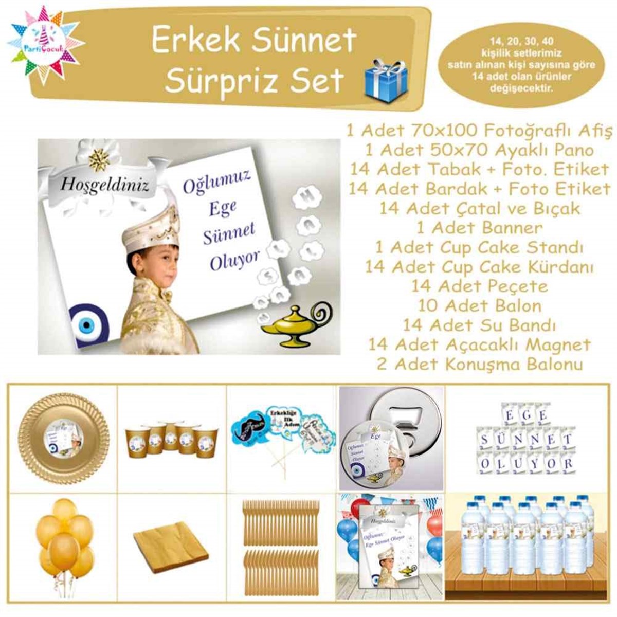 Sünnet Masası Süsü Lambalı Maşallah Süpriz Set 