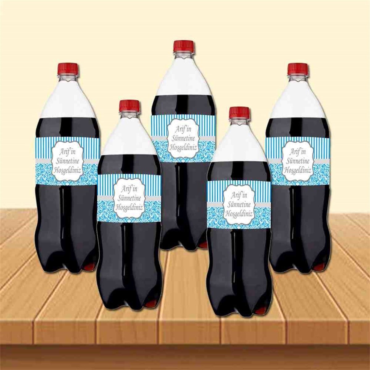 Sünnet Mavi Süsleme ve Hediyelik Cola Şisesi Bandı 