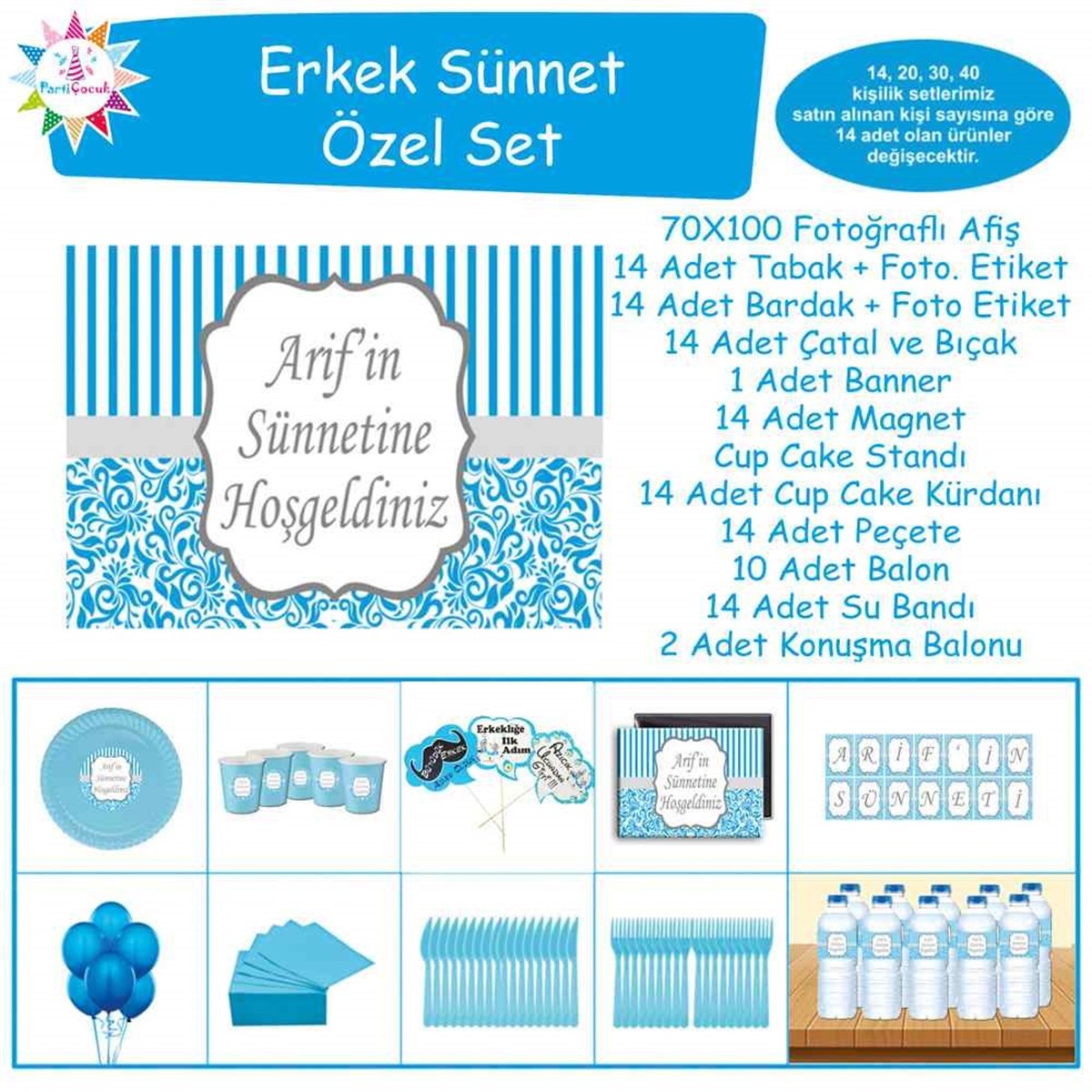 Sünnet Mavi Süsleme ve Hediyelik Özel Set 