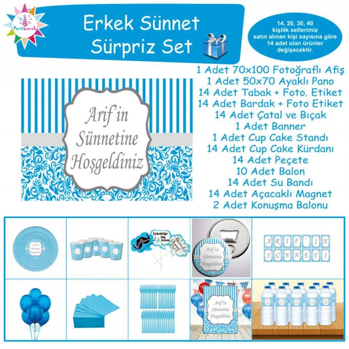 Sünnet Mavi Süsleme ve Hediyelik Sürpriz Set 