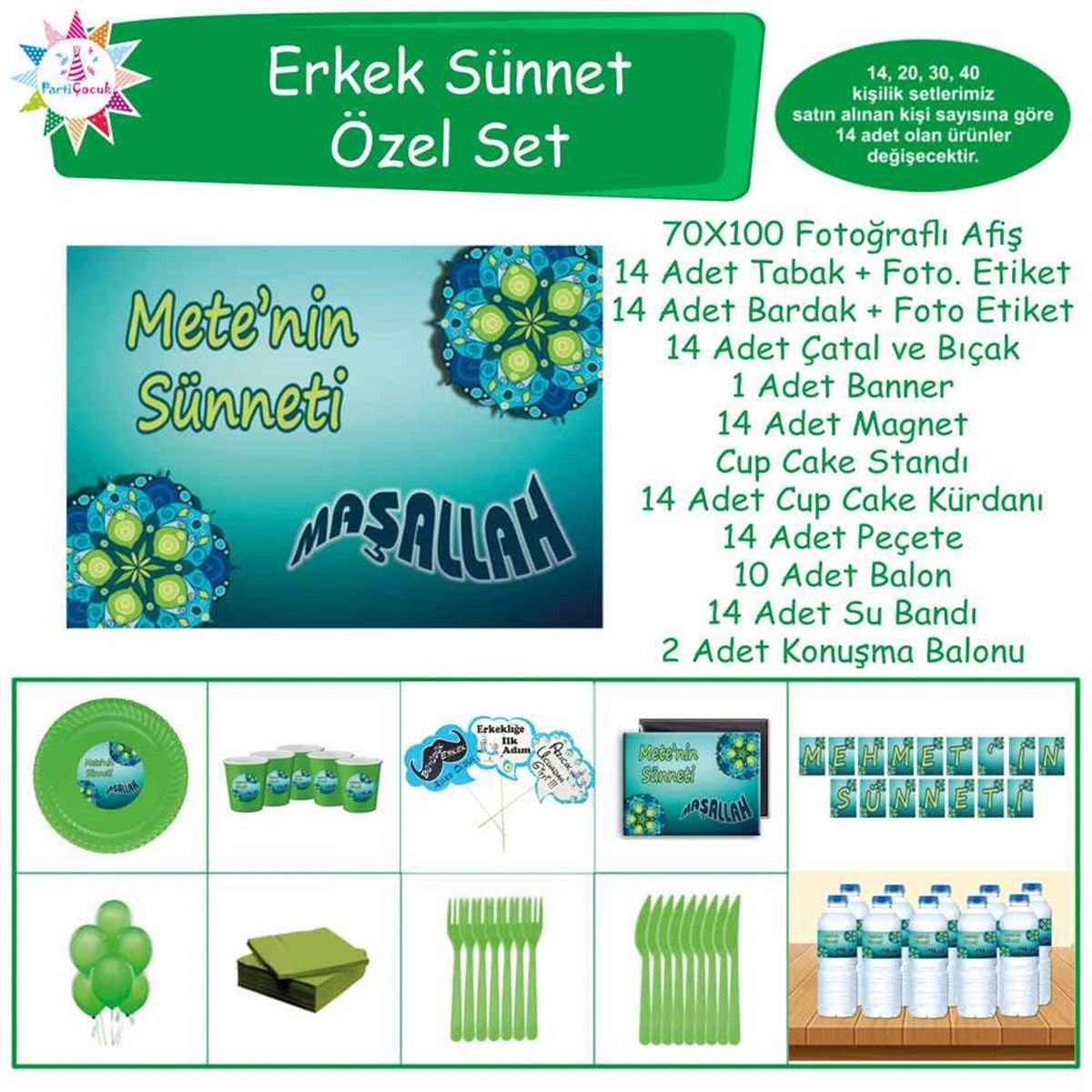 Sünnet Otantik Model Parti Malzemeleri Özel Set 