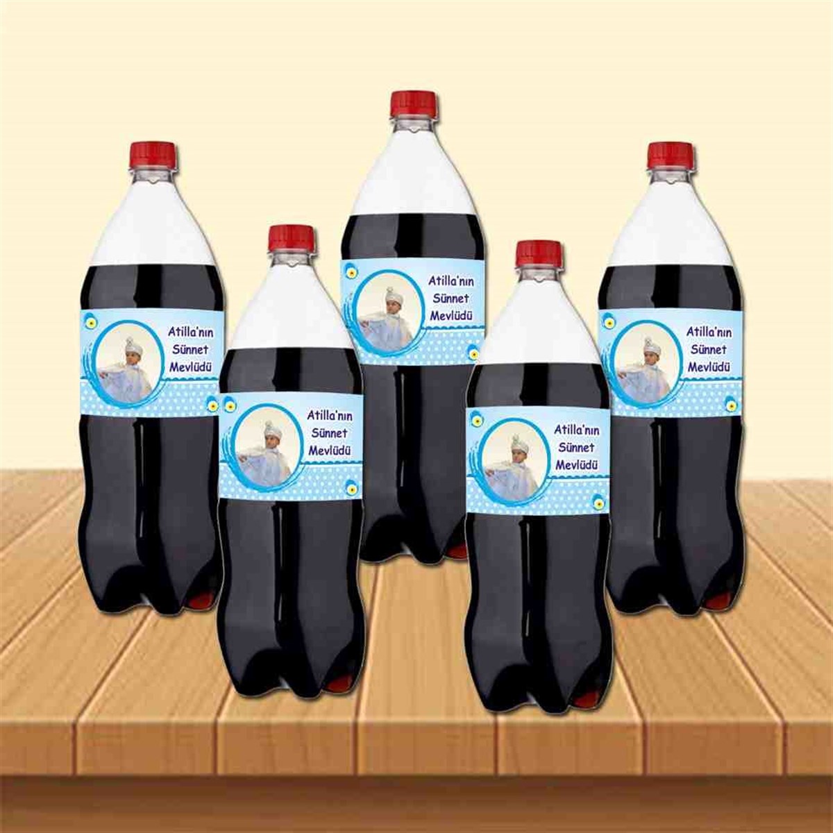 Sünnet Puantiyeli Mavili Parti Malzemeleri Cola Şisesi Bandı 