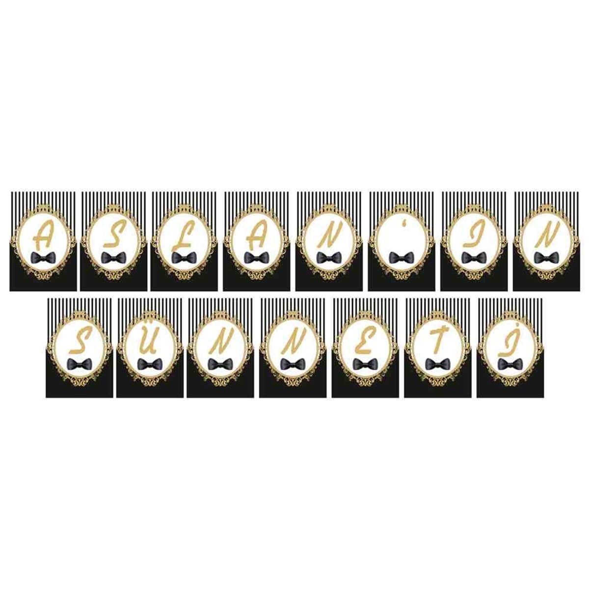 Sünnet Siyah Gold Resmi Parti Süslemesi Harf Banner 