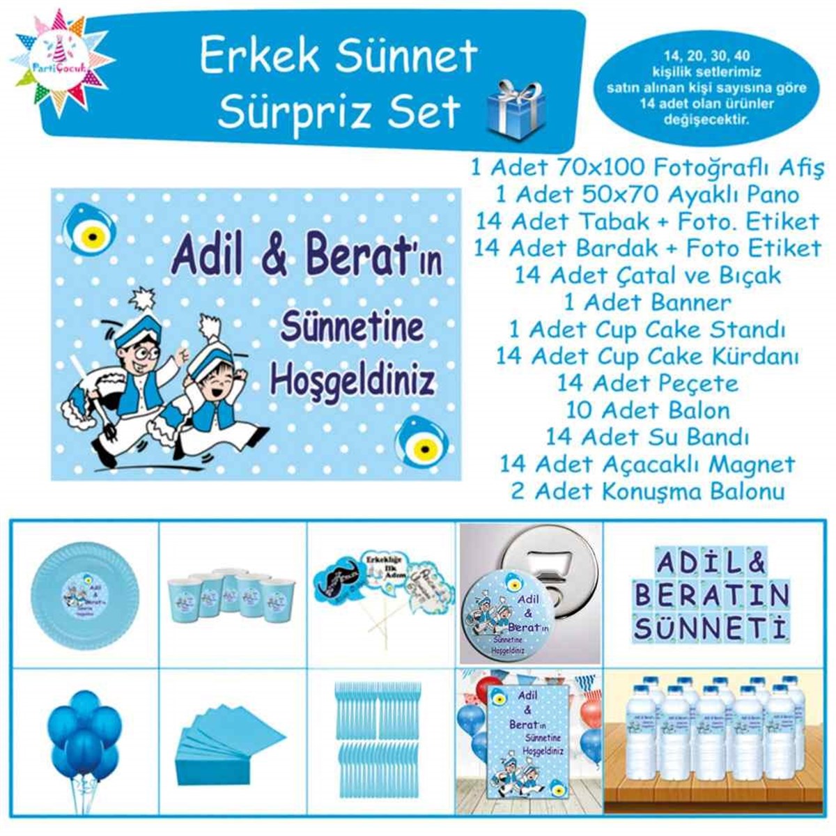 Sünnet Sünnet Çocuğu Karikatürlü Model Sürpriz Set  