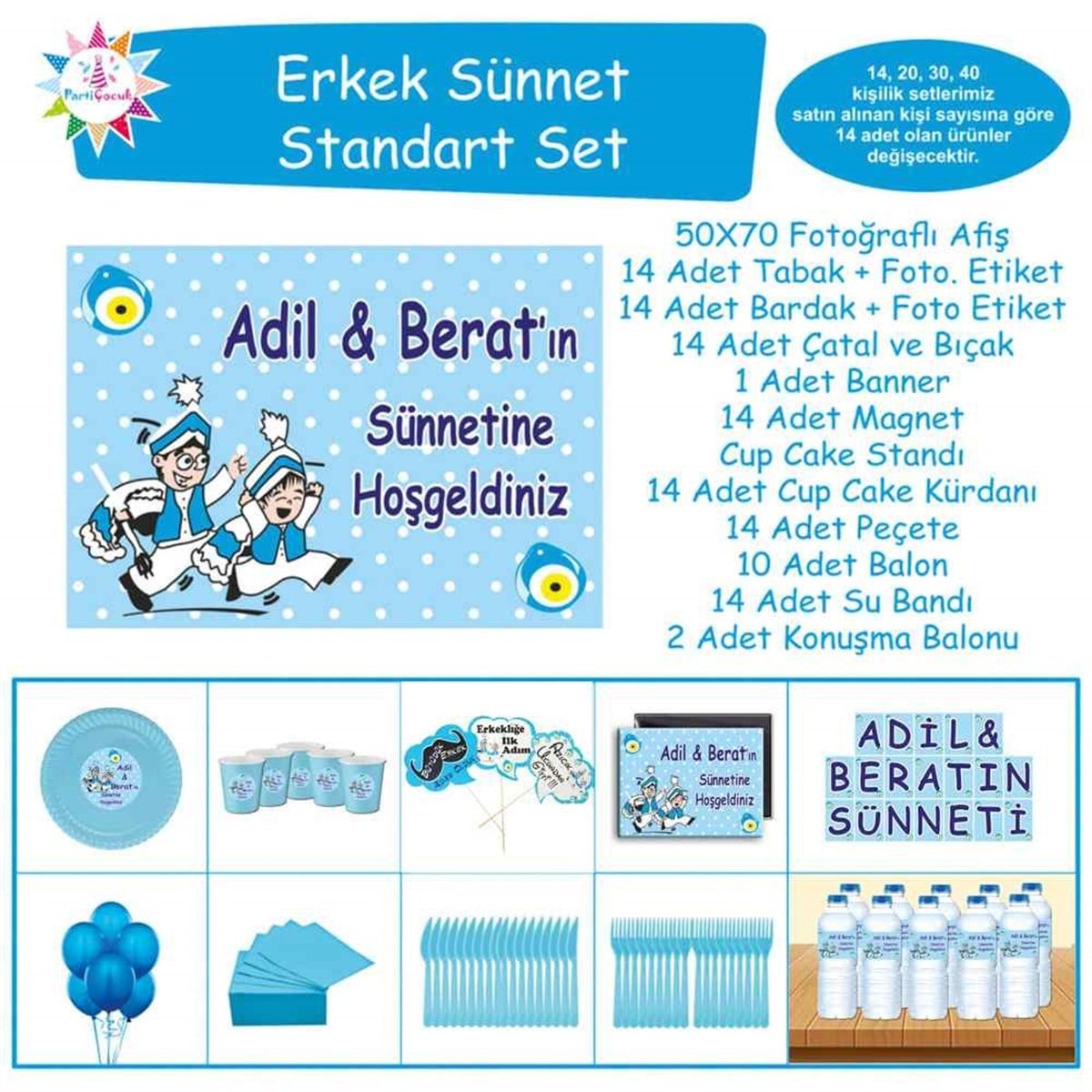 Sünnet Sünnet Çocuğu Karikatürlü Model Standart Set  