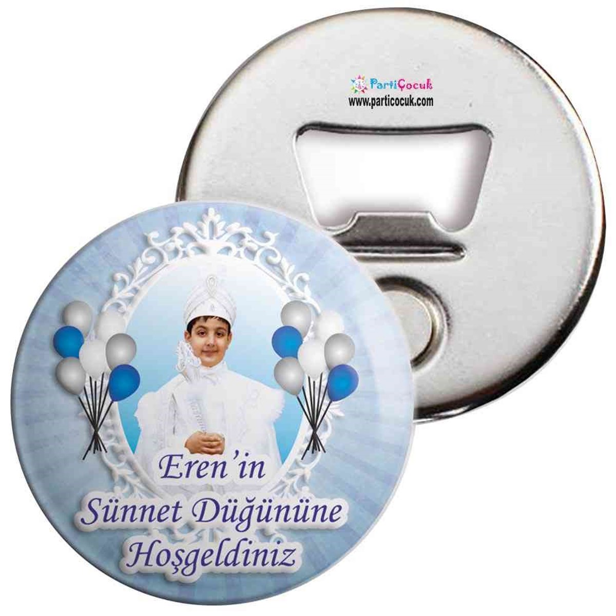 Sünnet Süslemesi Mavi Balonlu Açacaklı Magnet  