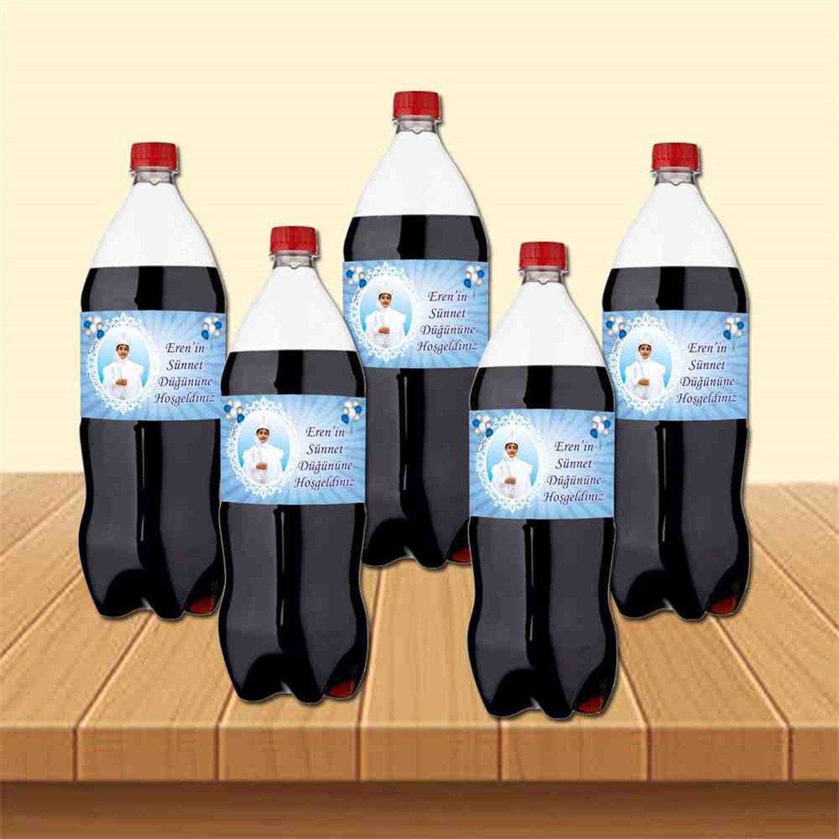 Sünnet Süslemesi Mavi Balonlu Cola Şisesi Bandı 