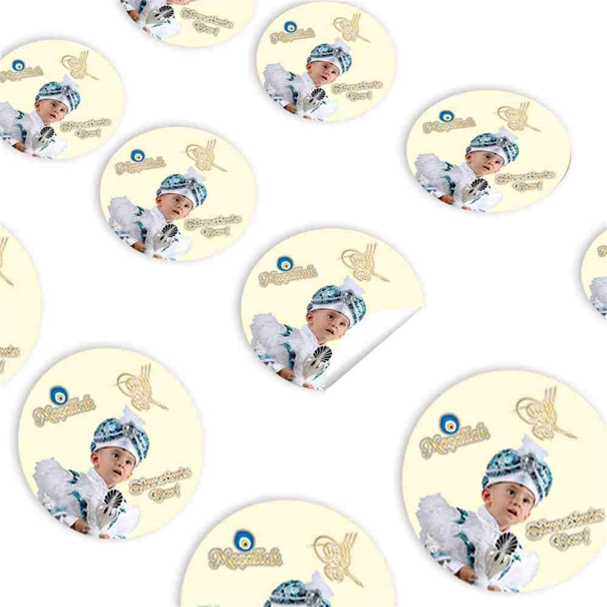 Sünnet Tuğralı Soft Sarılı Parti Masa Süsleri Sticker 30 Adet   