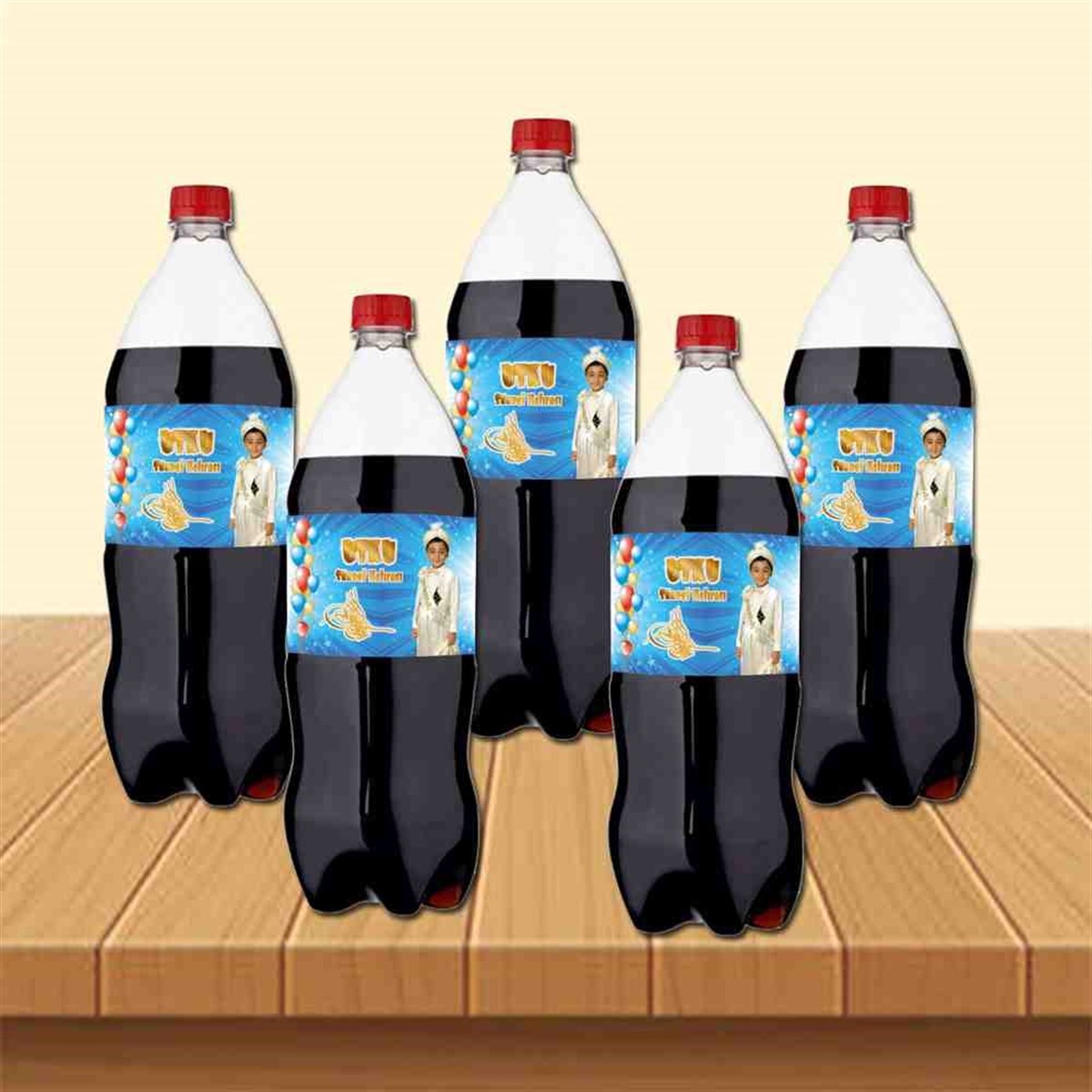 Sünnet Tuğralı ve Balonlu Parti Malzemeleri Cola Şisesi Bandı 