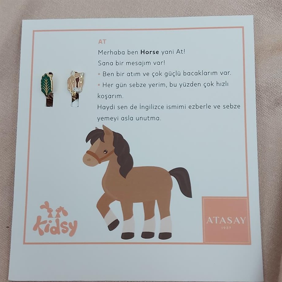 AT & YAPRAK FİGÜRLÜ ALTIN ÇOCUK KÜPE