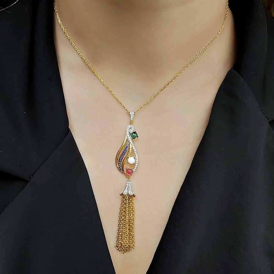 DAMLA MODEL KUBBE DETAY SAÇAKLI HAS BAHÇE SERİSİ ALTIN KOLYE