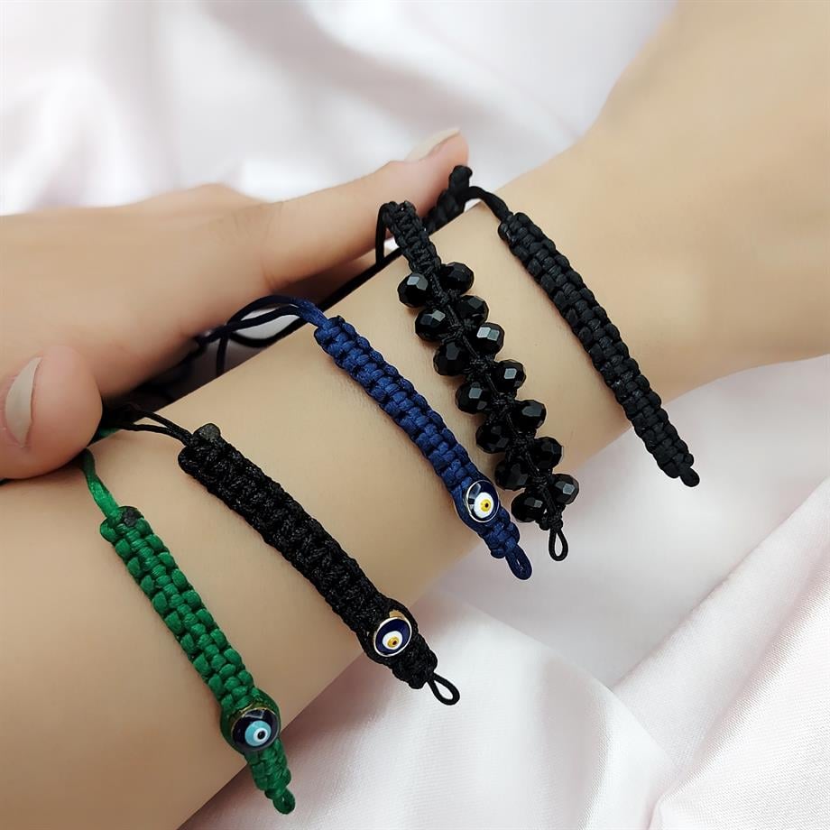 TAM ALTINLI MAKROME İPLİ BİLEKLİK