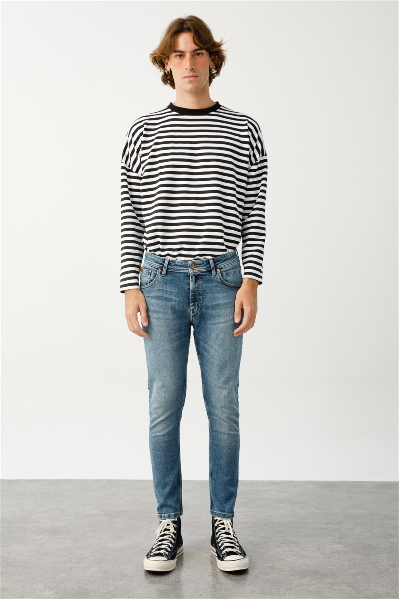 DREW Skinny Fit Normal Bel Orta Indigo Erkek Jean Pantolon
