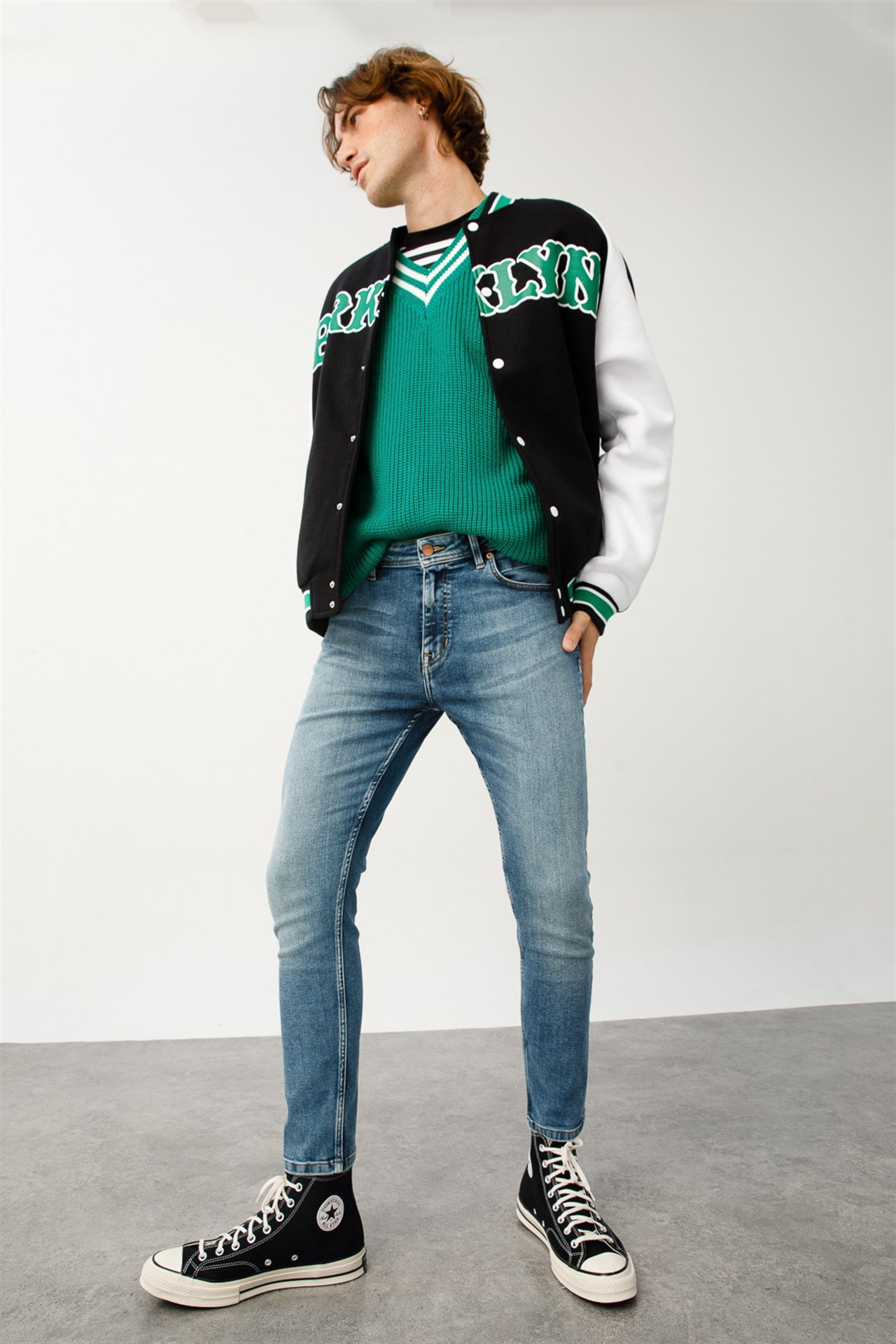 DREW Skinny Fit Normal Bel Orta Indigo Erkek Jean Pantolon