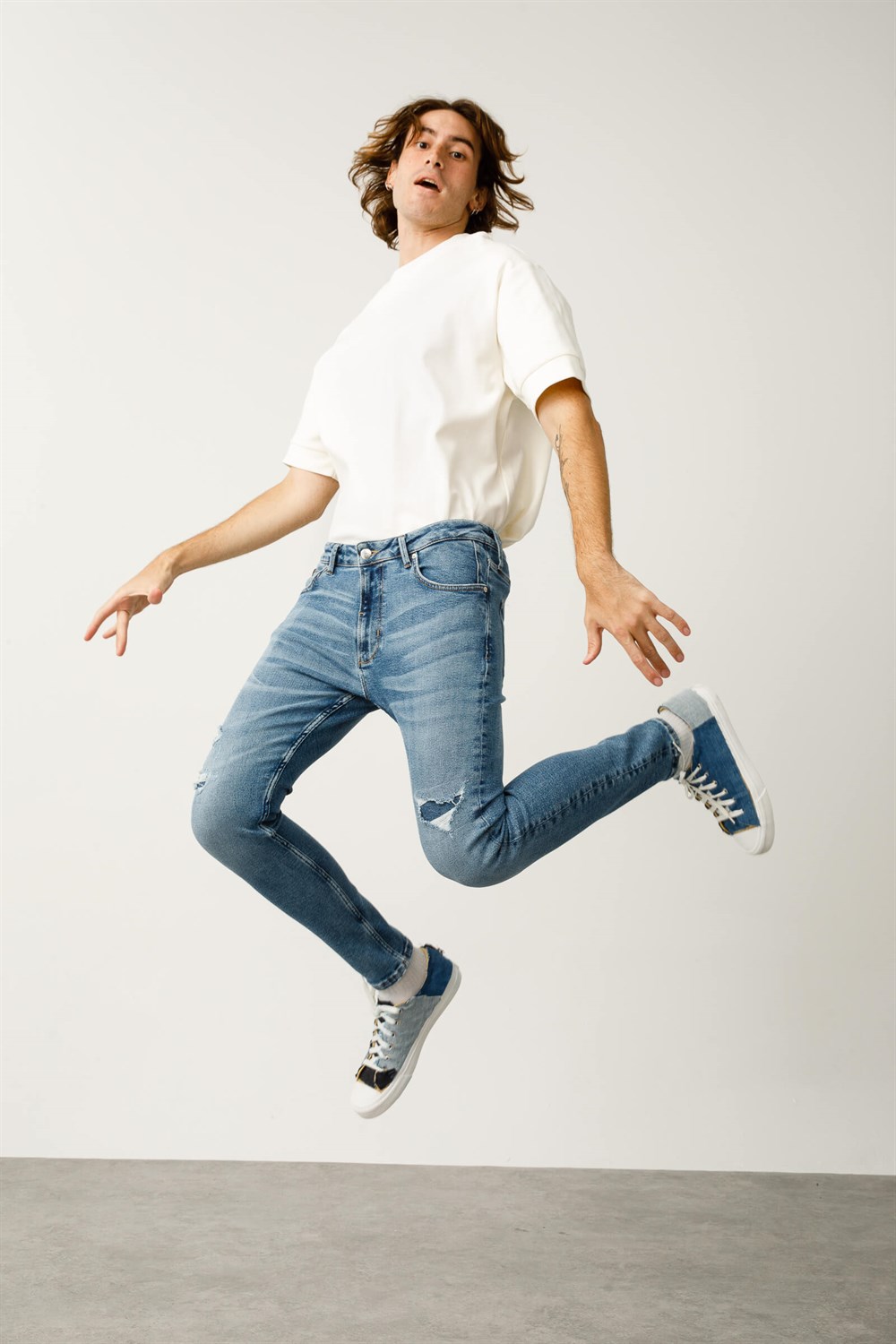 ETHAN Skinny Fit Normal Bel Dar Paça Açık Indigo Erkek Jean Pantolon