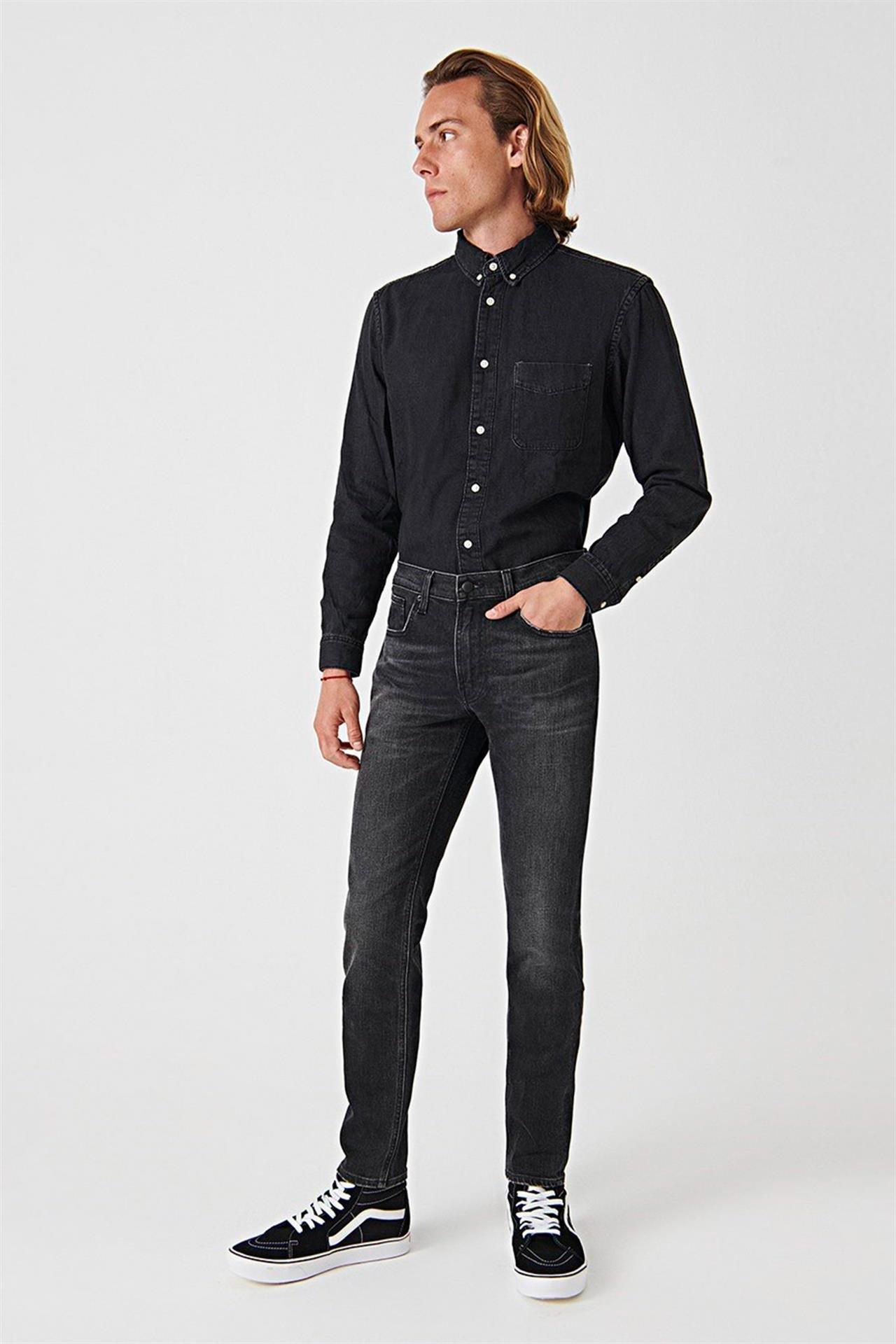 KARL Slim Tapered Fit Normal Bel Dar Paça Antrasit Erkek Jean Pantolon