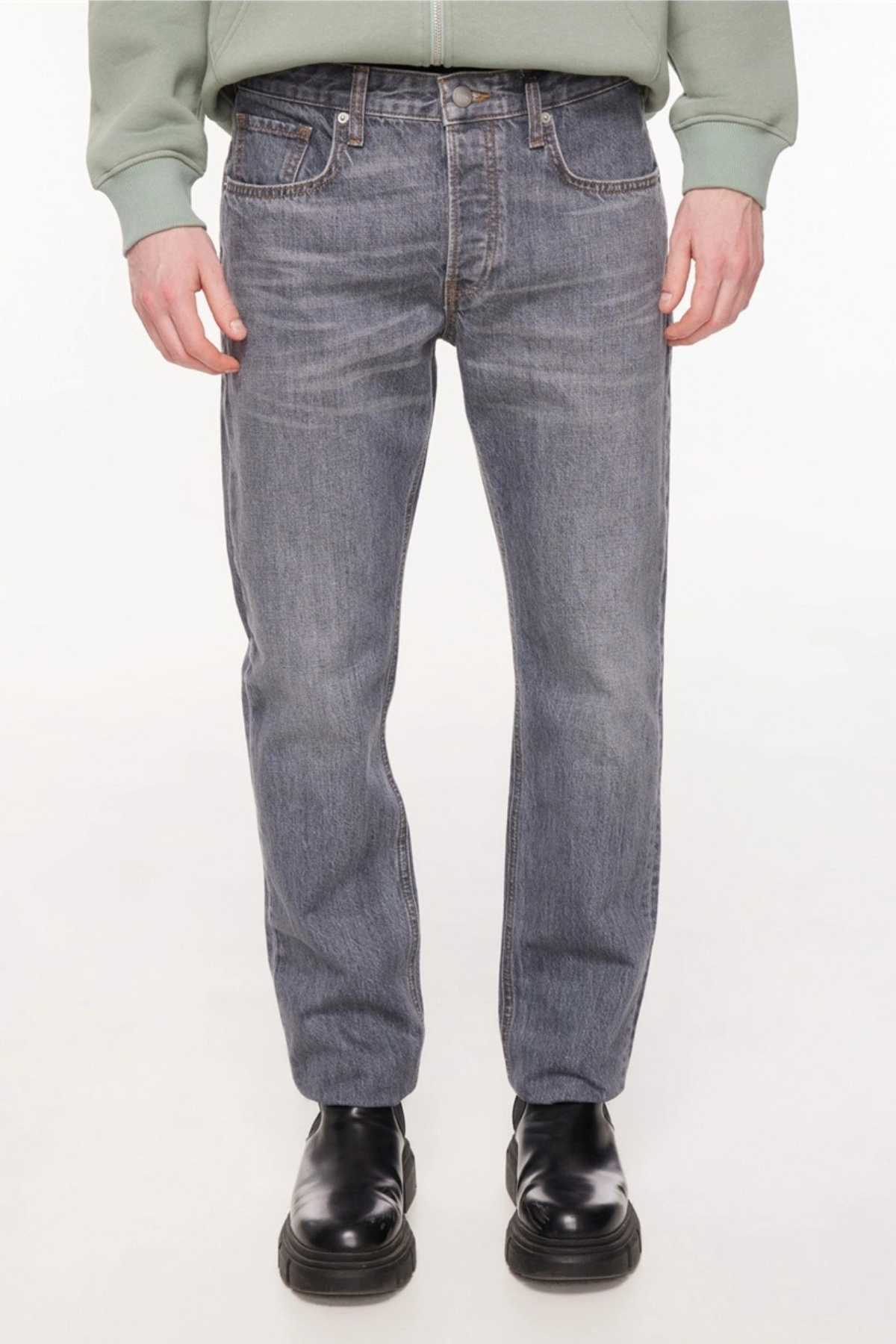MARCEL Slim Straight Fit Normal Bel Gri - Mavi Erkek Jean Pantolon