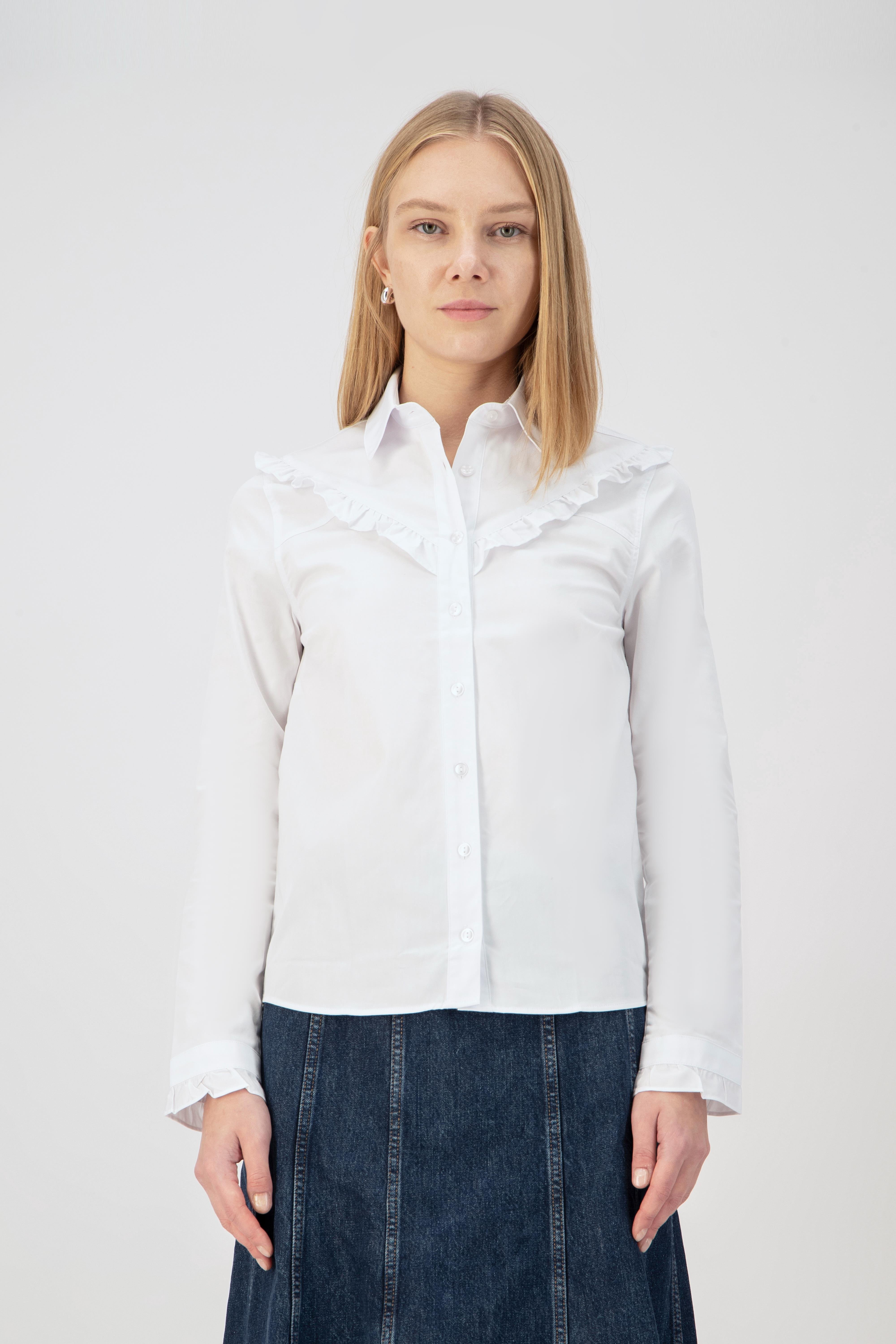 MARY Slim Fit Beyaz Kadın Gömlek