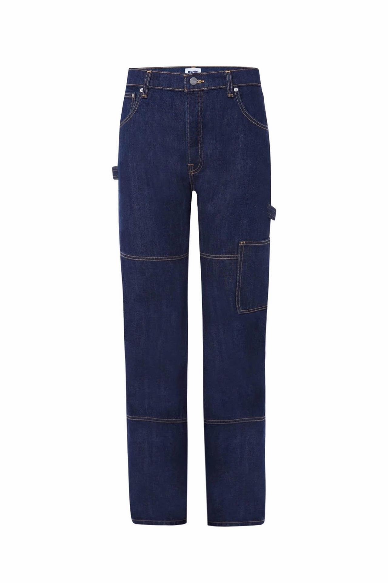 MONTERO Carpenter Fit Koyu İndigo Rinse Utility Erkek Jean Pantolon