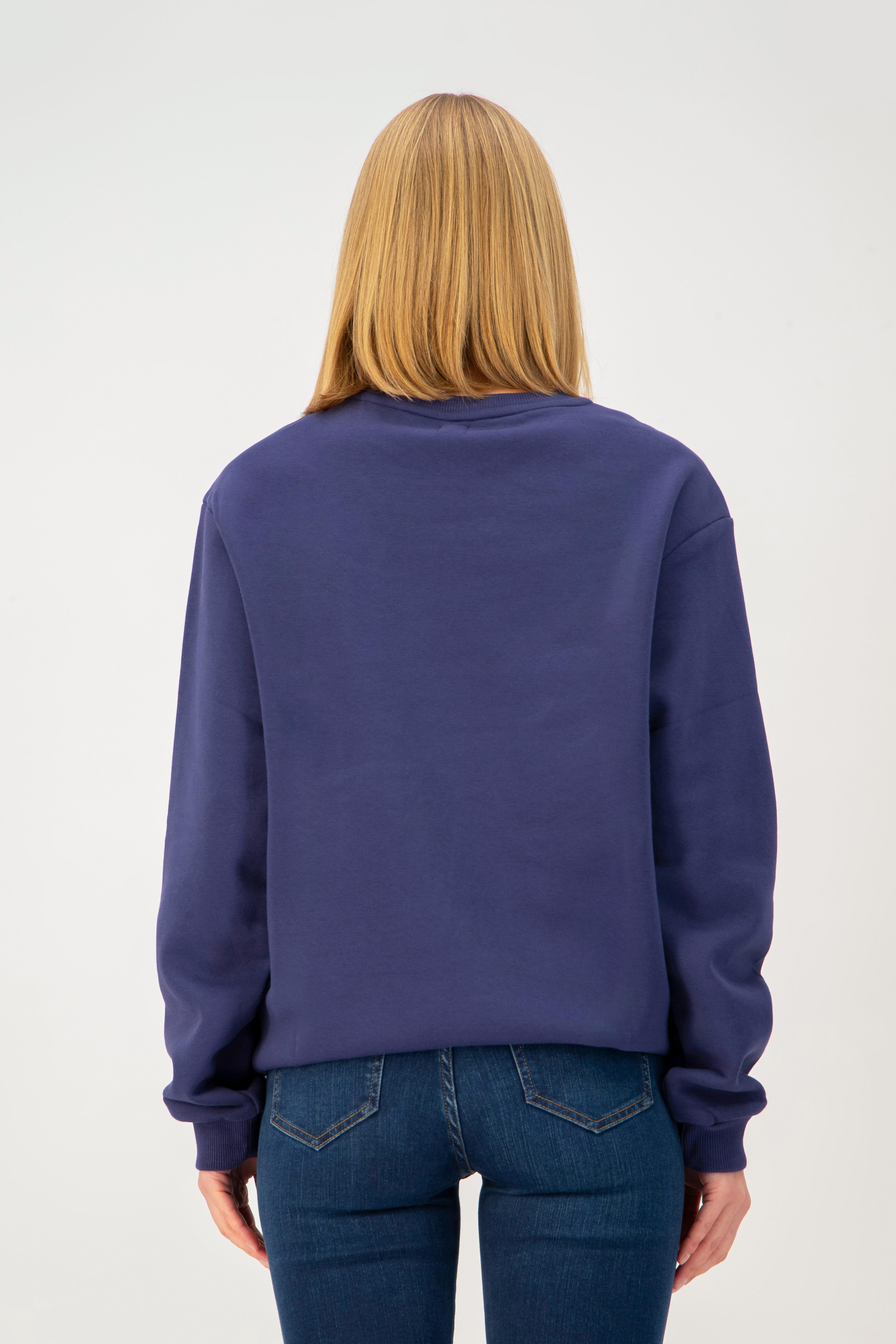 Oversize Fit Nakışlı İndigo / Lacivert Sweatshirt