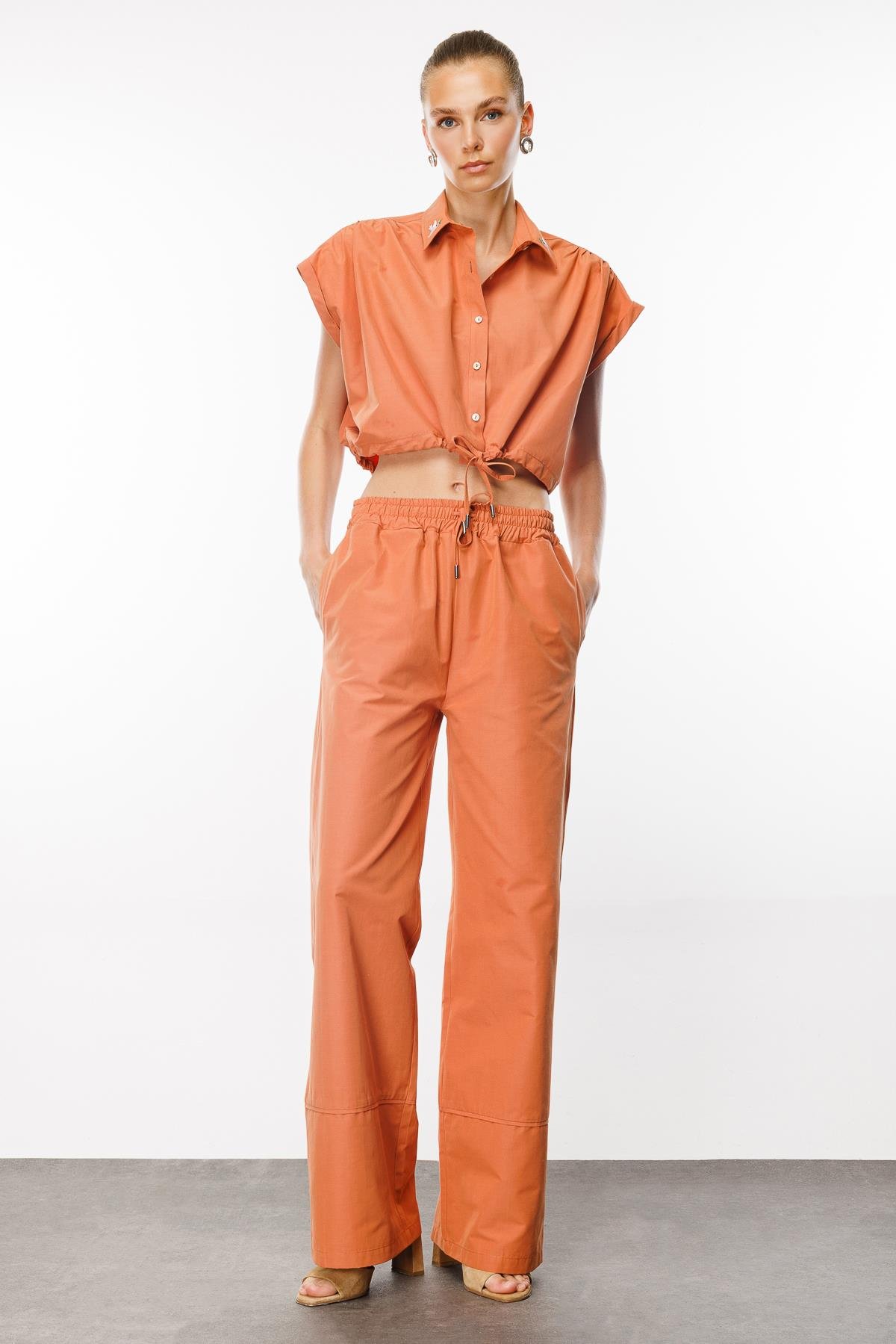 Rahat / Relaxed Fit Kiremit Kadın Kumaş Pantolon