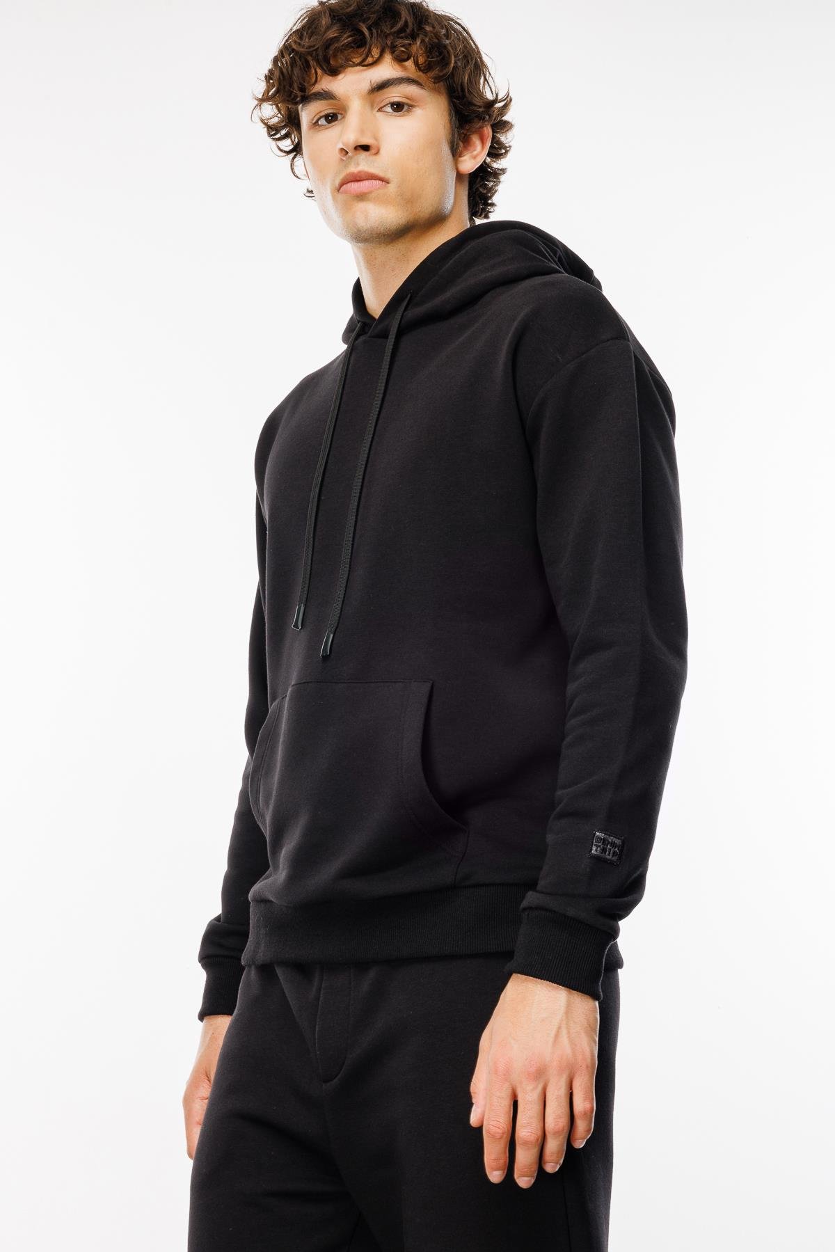 Rahat / Relaxed Fit Siyah Erkek Hoodie / Sweatshirt