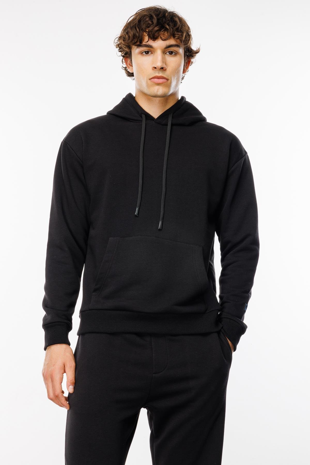 Rahat / Relaxed Fit Siyah Erkek Hoodie / Sweatshirt
