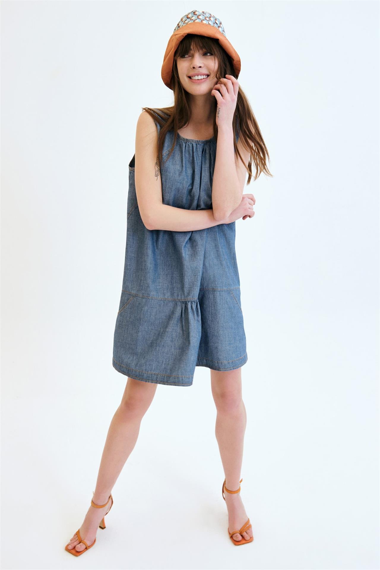 Rahat/Relaxed Fit Açık Indigo Kadın Elbise