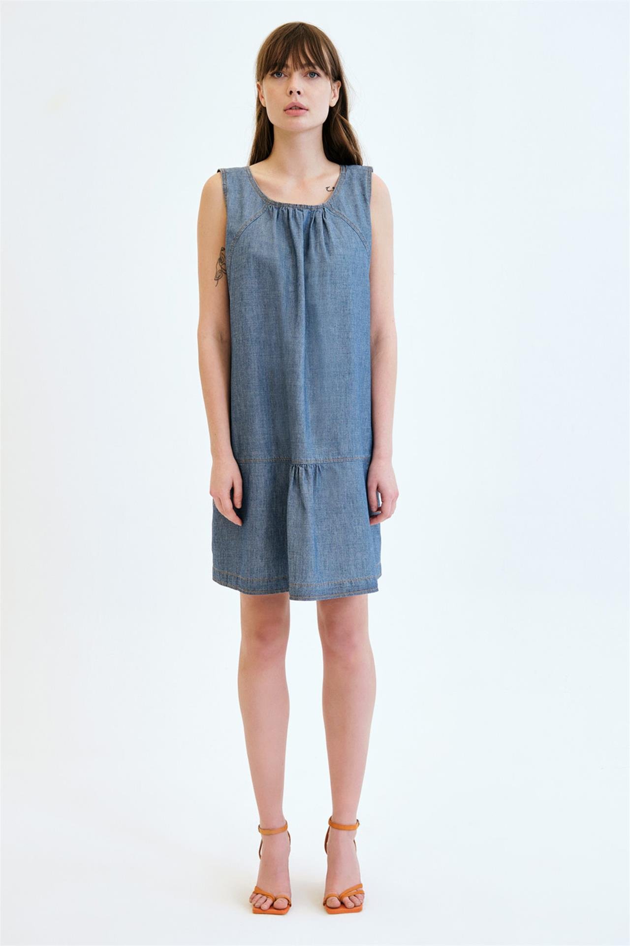 Rahat/Relaxed Fit Açık Indigo Kadın Elbise