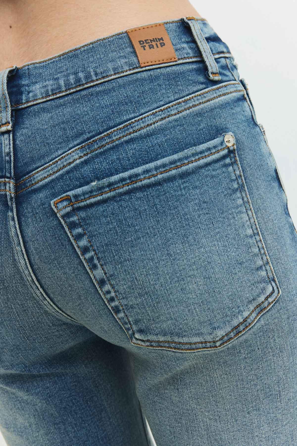 Regular Straight Fit Koyu İndigo Kadın Jean Pantolon