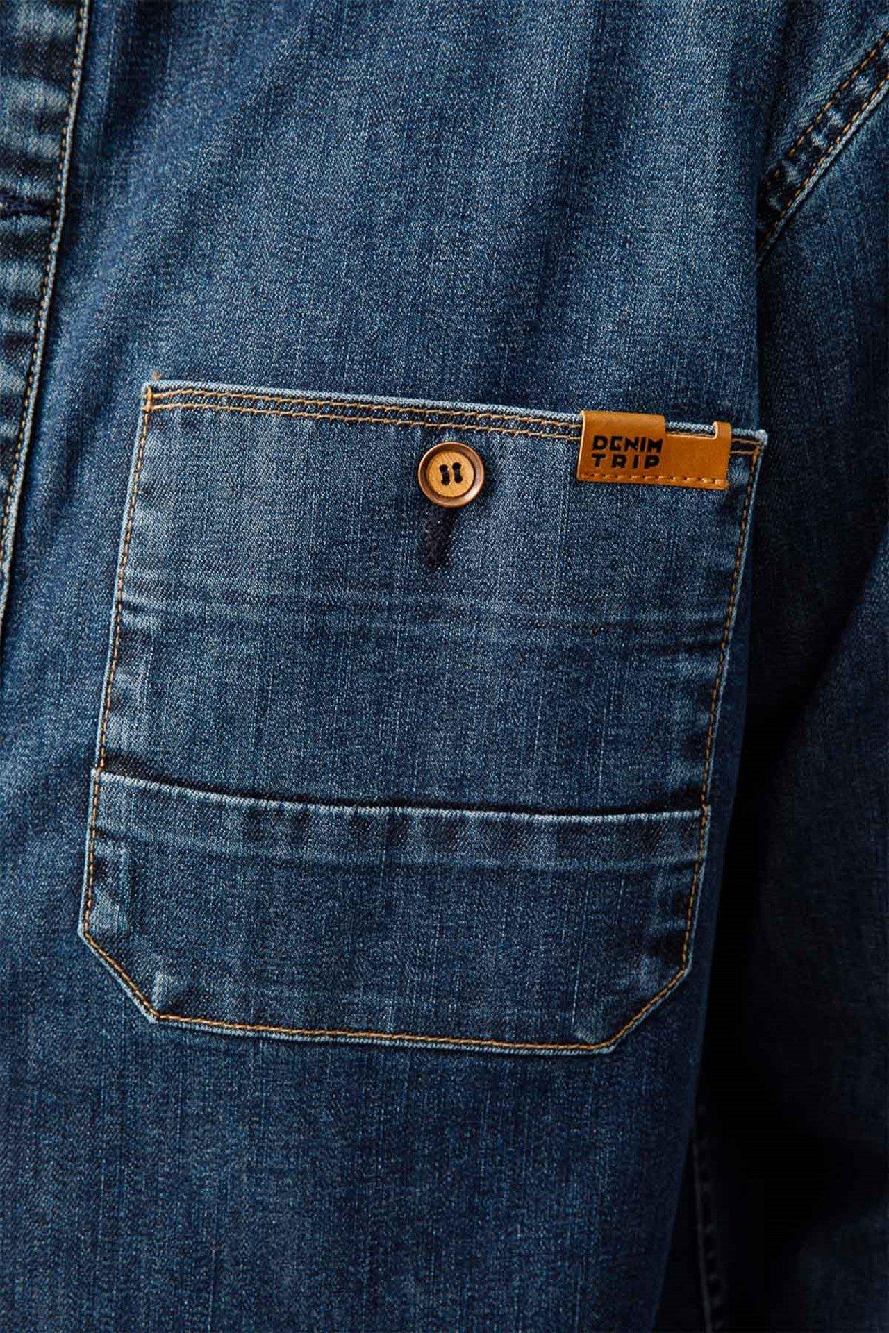 WILLIAM Slim Fit Koyu Indigo / Navy / Lacivert ERKEK Jean Gömlek