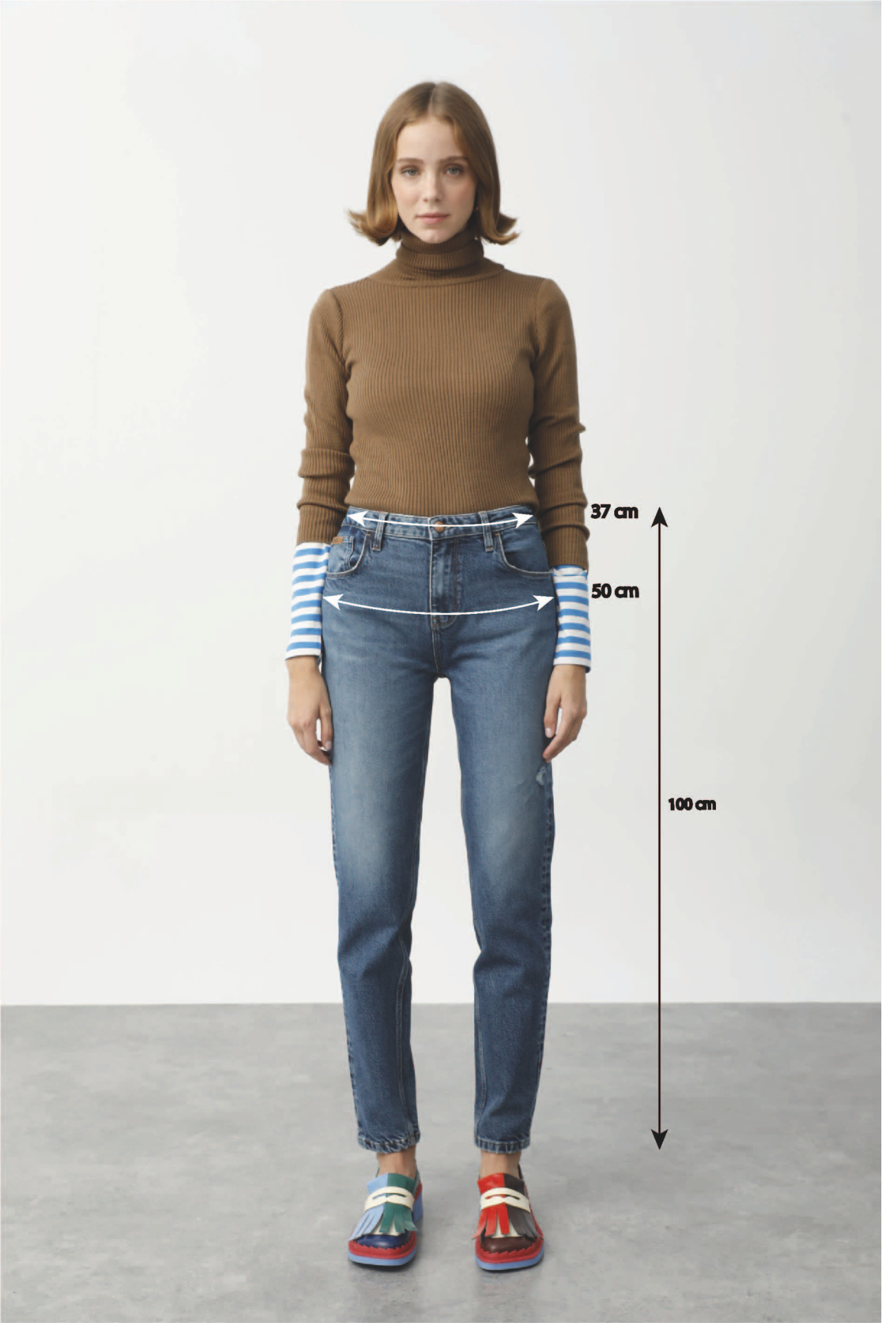 YOLANDA Mom Fit Yüksek Bel Orta İndigo Kadın Jean Pantalon