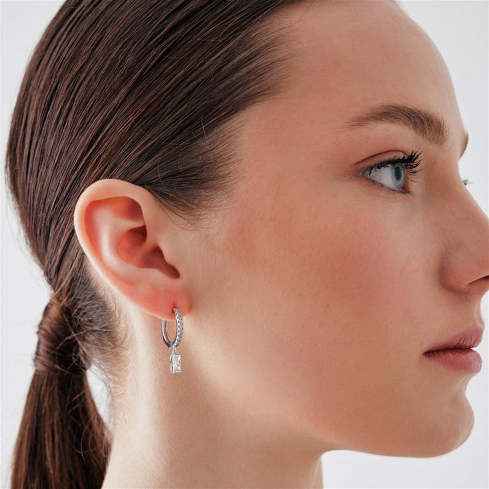 7mm Baget Rhodium Küpe