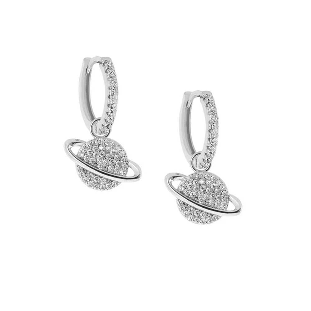 Satürn Rhodium Küpe