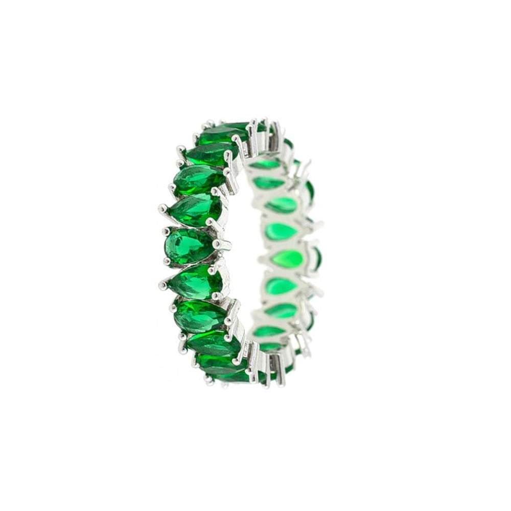 Yeşil Damla Taşlı Tamtur Yüzük