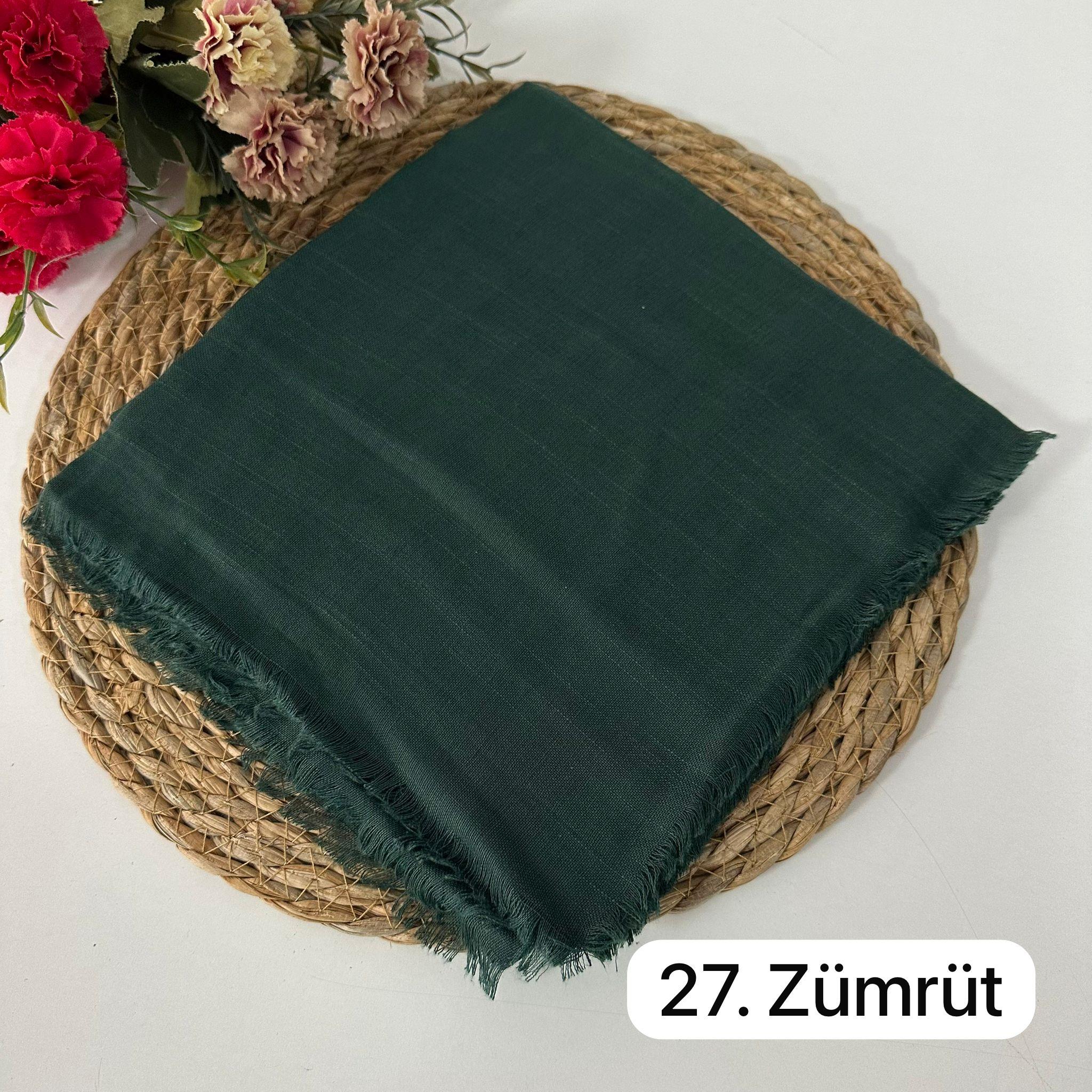 Arsel Moda Düz Renk Flamlı Eşarp Zümrüt KBR0527