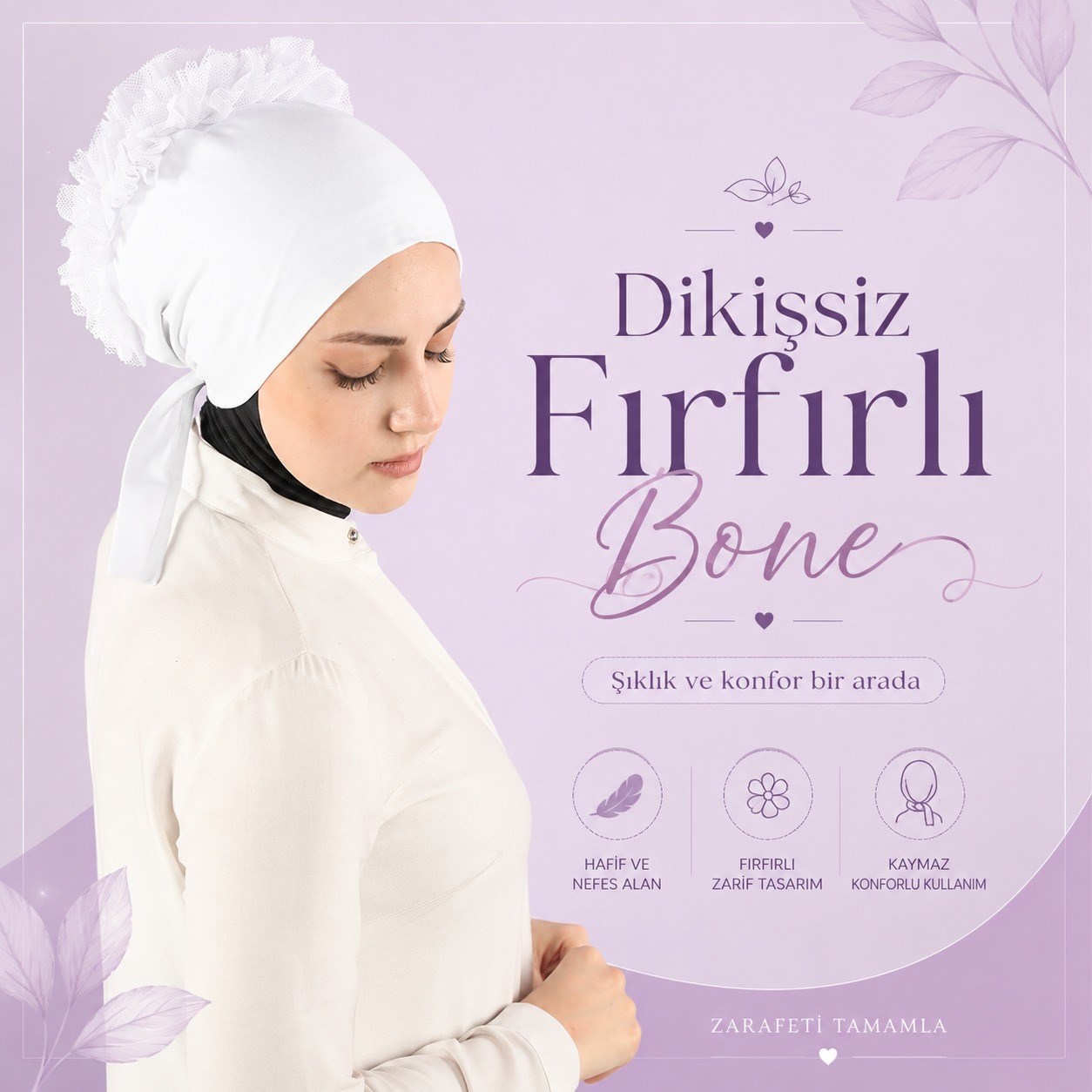 ArSel Moda Premium Dikişli Fırfırlı Bone Beyaz 