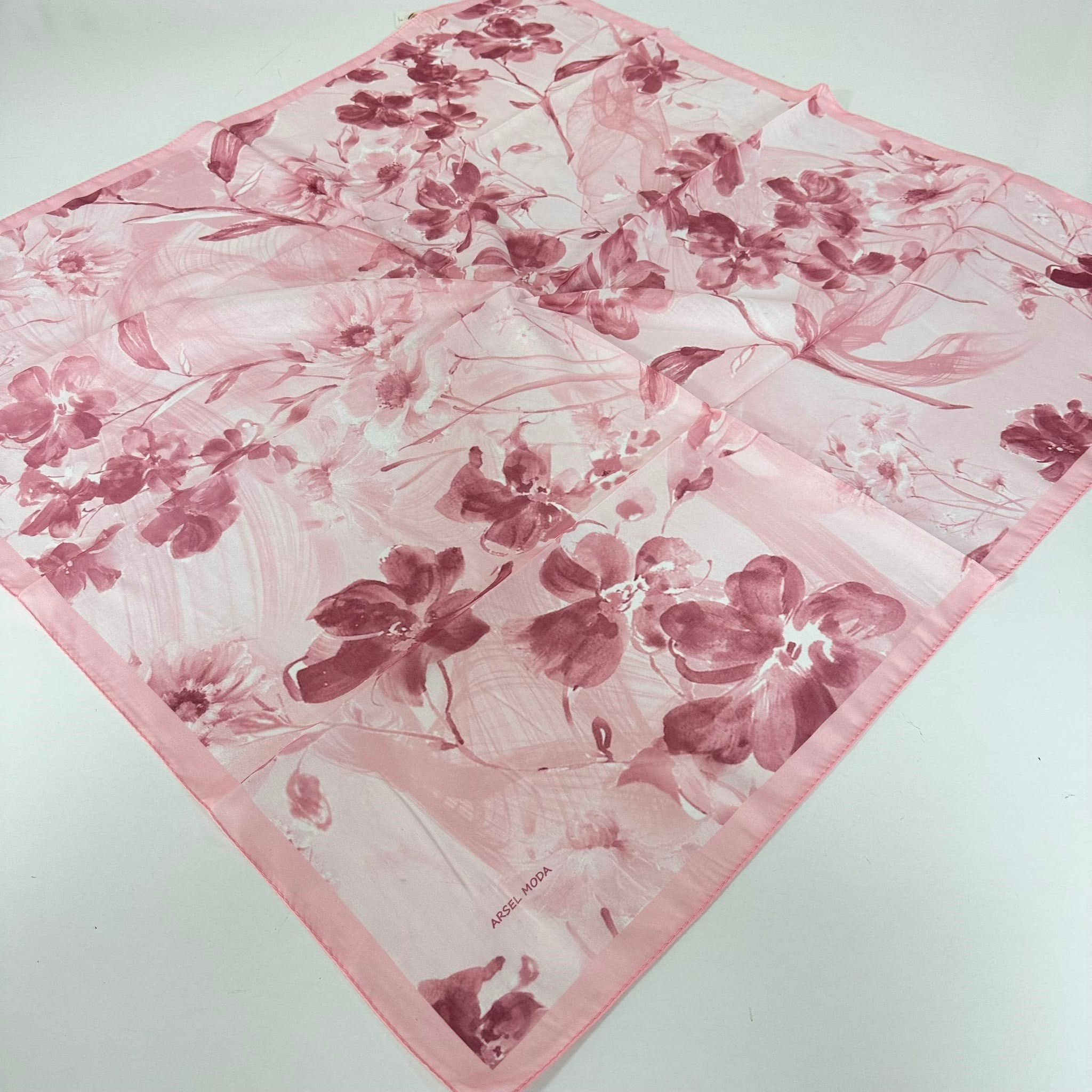 ARSEL MODA Soft Pamuklu Eşarp İtalyan Dikişli Pembe Serisi  LRB6901