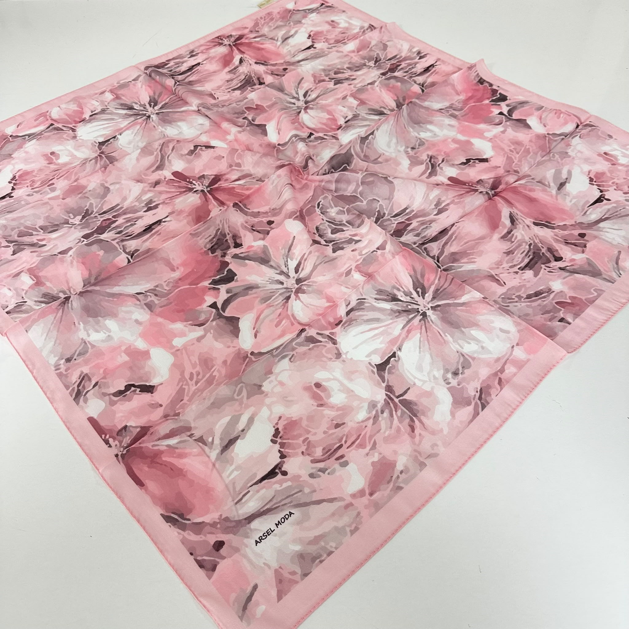 ARSEL MODA Soft Pamuklu Eşarp İtalyan Dikişli Pembe Serisi  LRB6909