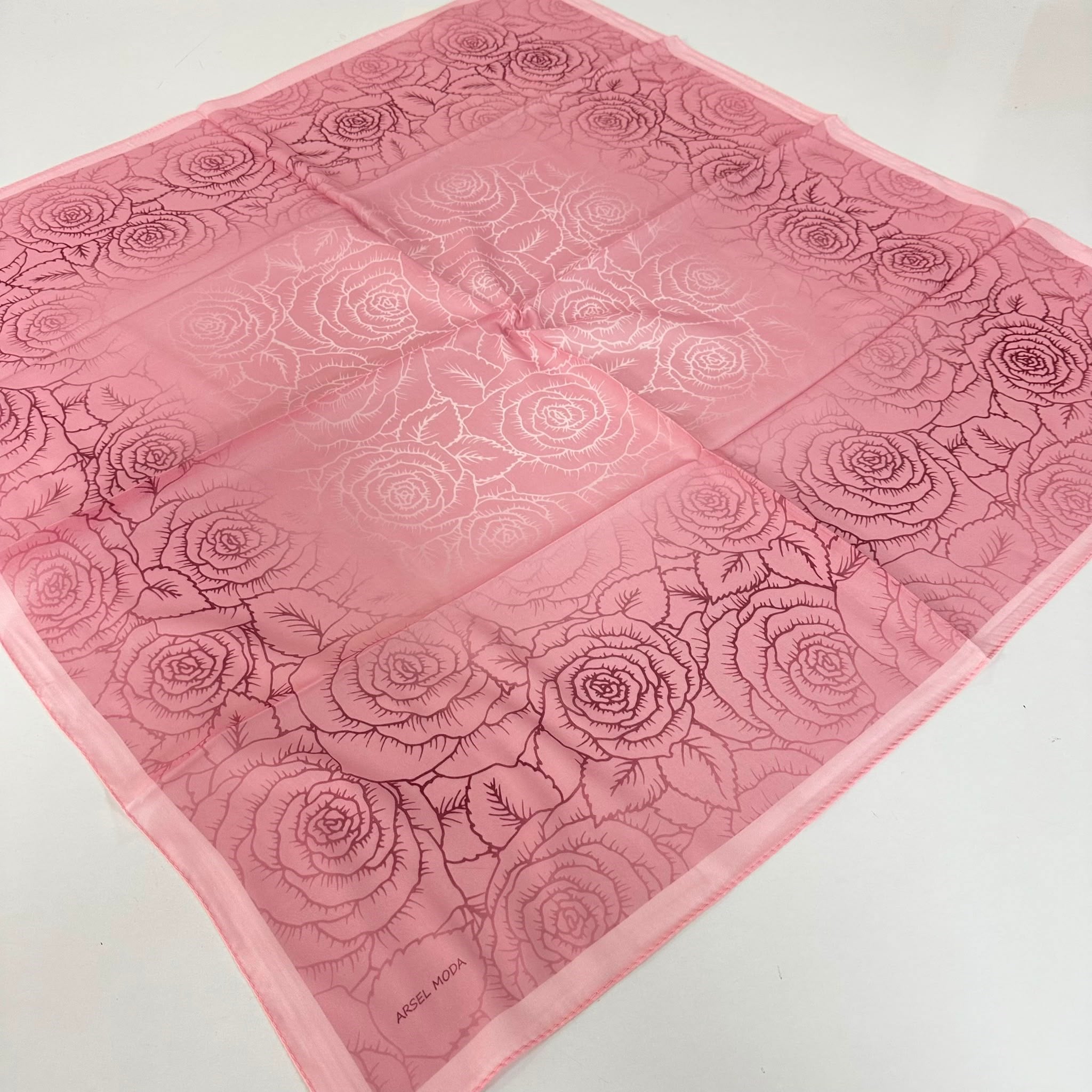 ARSEL MODA Soft Pamuklu Eşarp İtalyan Dikişli Pembe Serisi  LRB6912