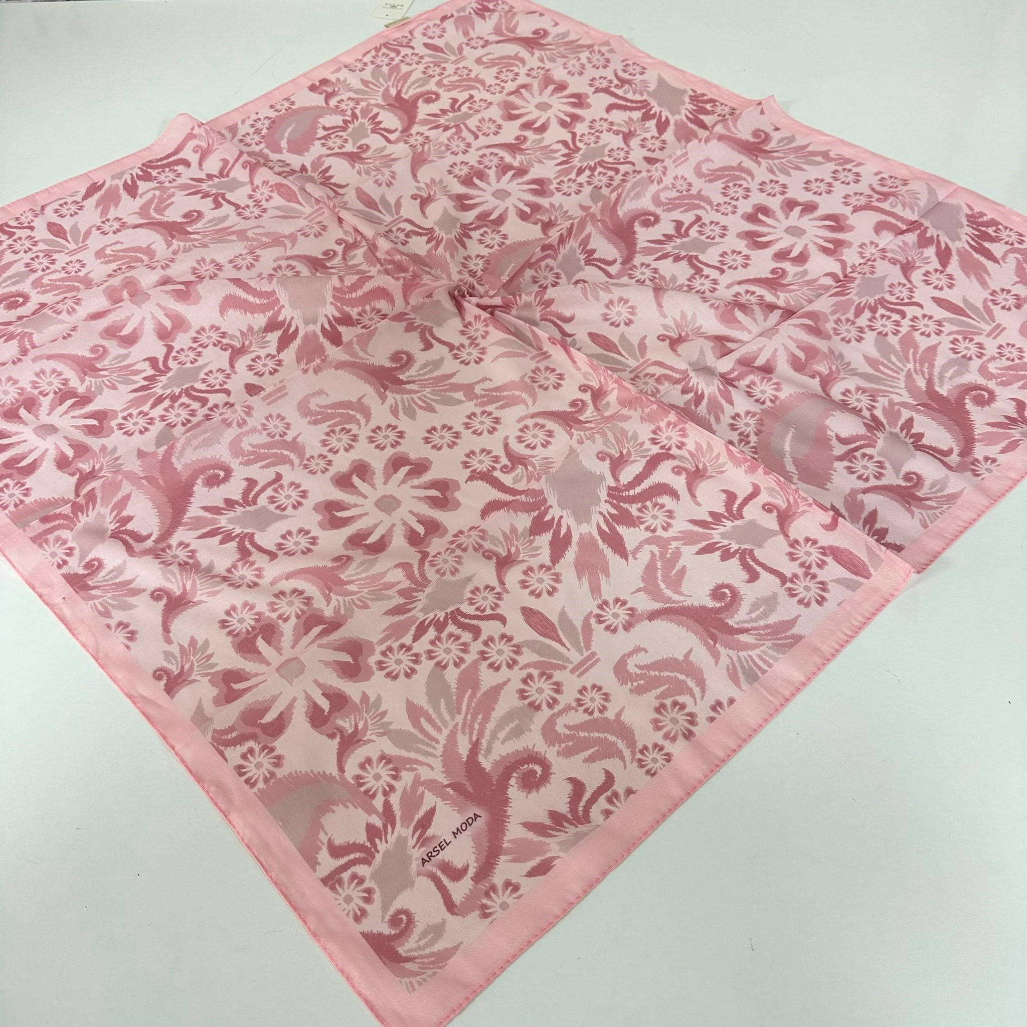 ARSEL MODA Soft Pamuklu Eşarp İtalyan Dikişli Pembe Serisi  LRB6902