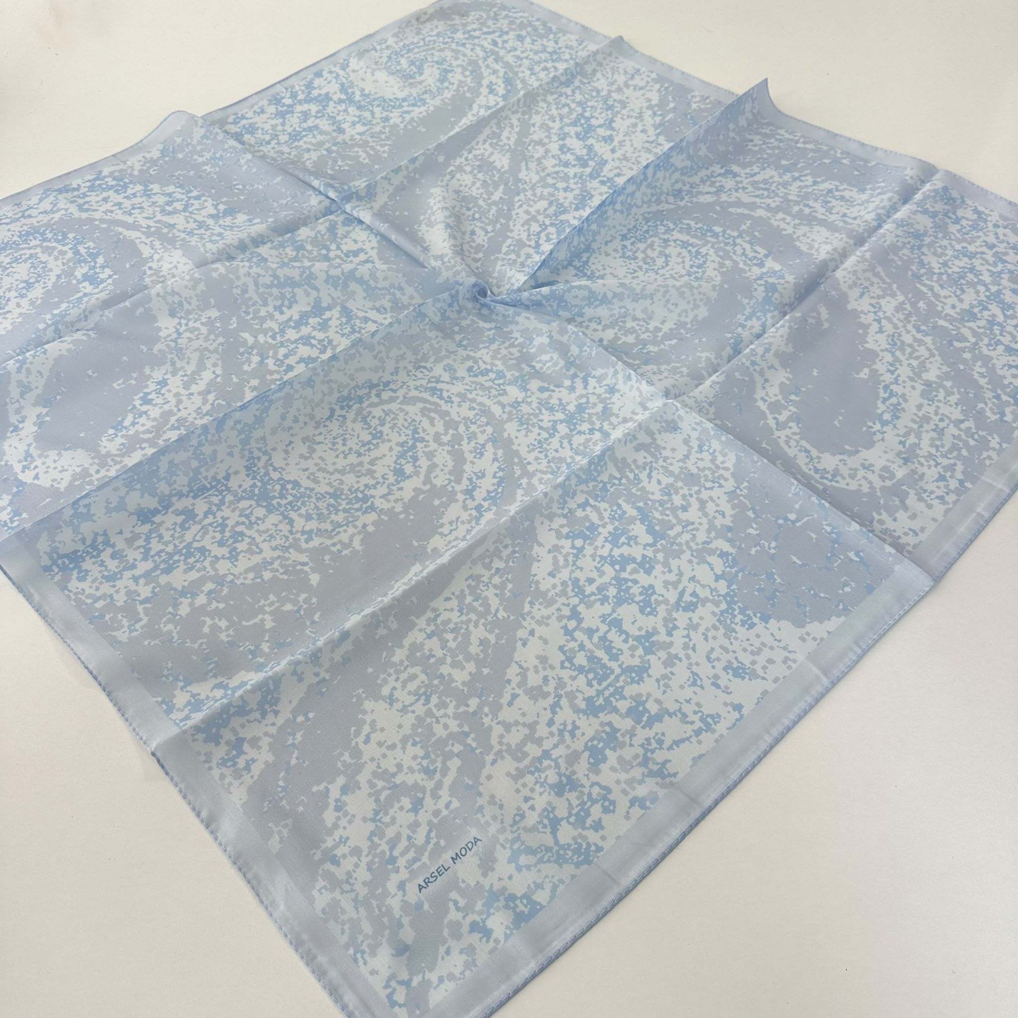 ARSEL MODA Soft Pamuklu Eşarp İtalyan Dikişli Mavi Serisi  LRB7105